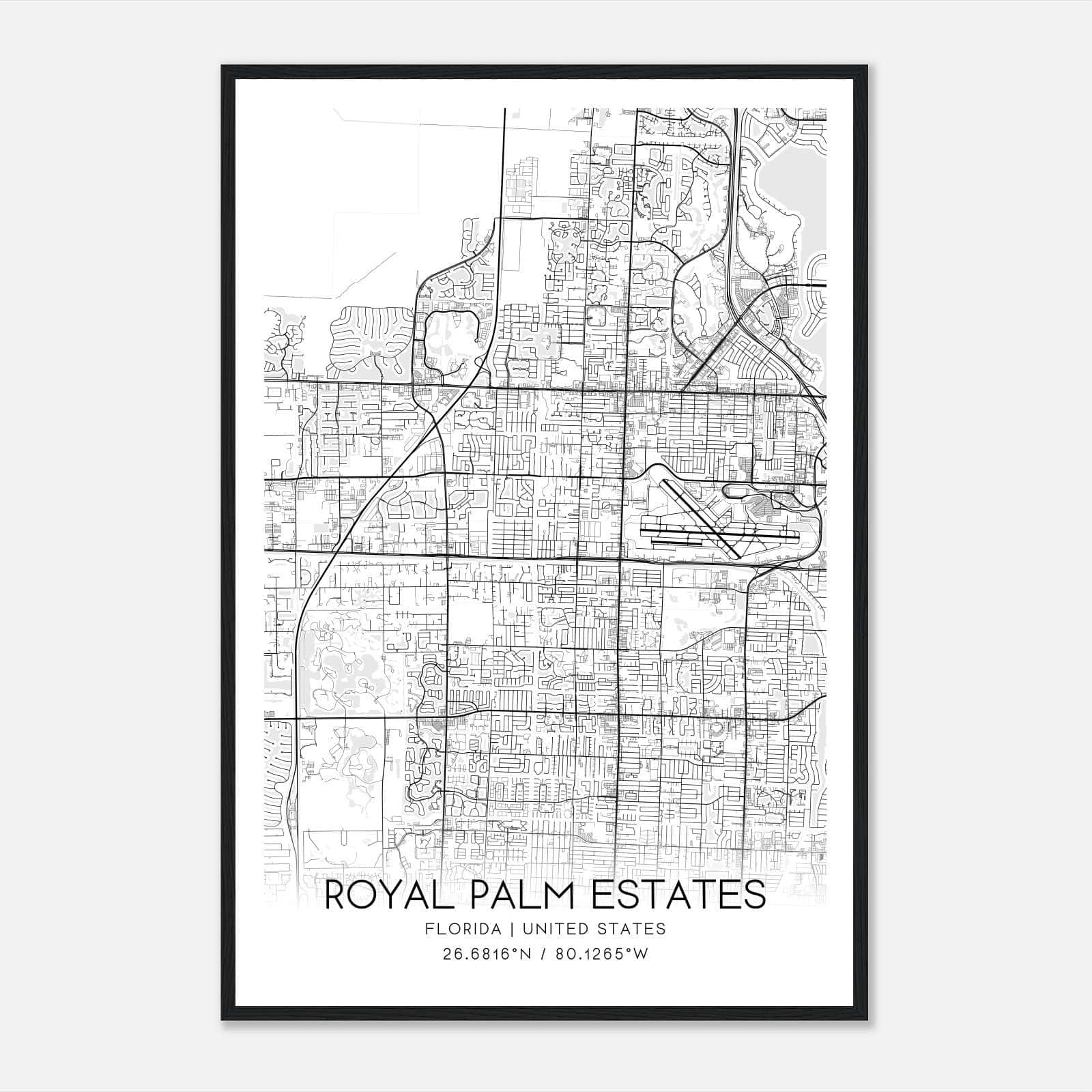 Royal Palm Estates Florida Map Poster, Modern Home Decor Wall Art Print Royal Palm Estates Florida Map Poster, Modern Home Decor Wall Art Print