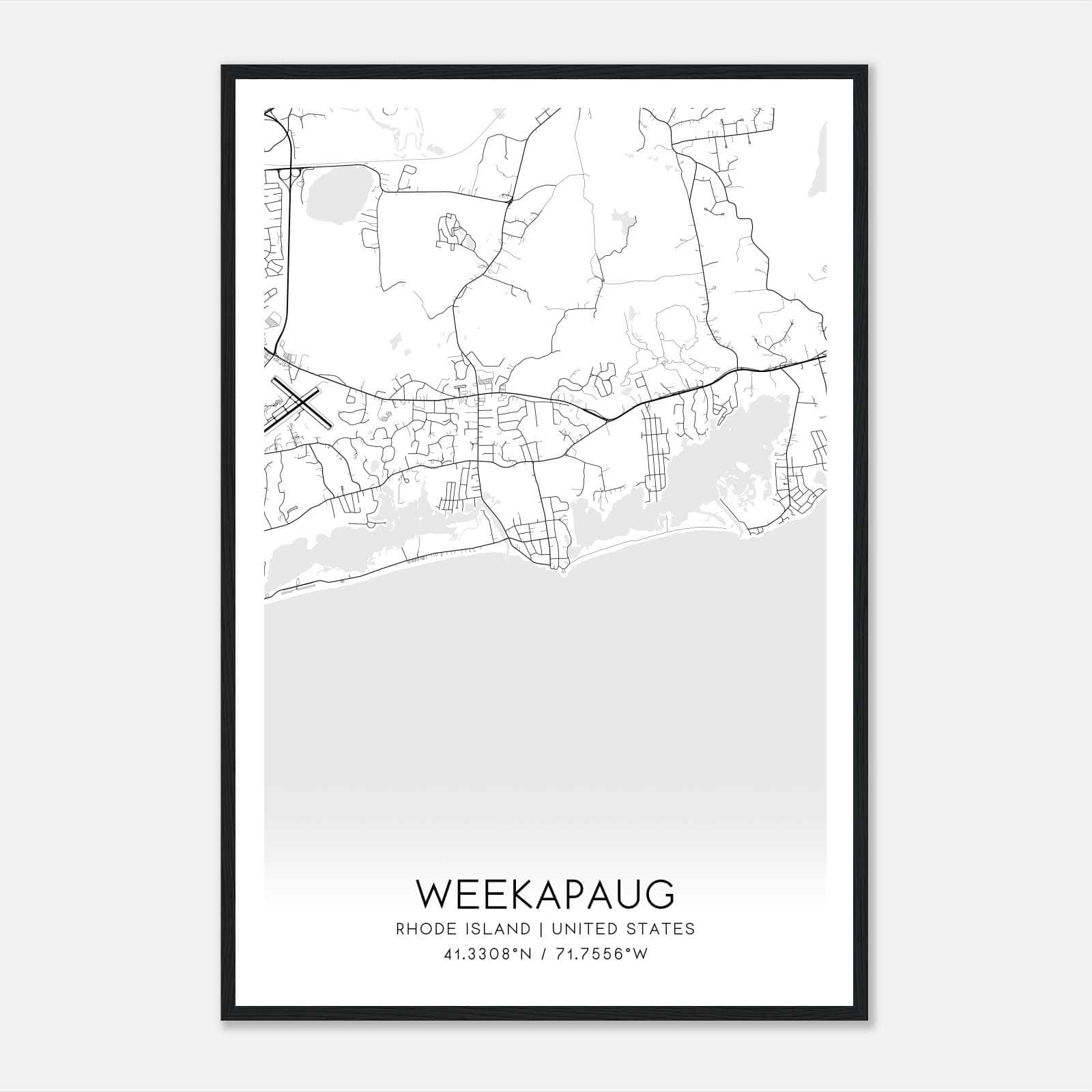Weekapaug Rhode Island Map Poster, Modern Home Decor Wall Art Print Weekapaug Rhode Island Map Poster, Modern Home Decor Wall Art Print