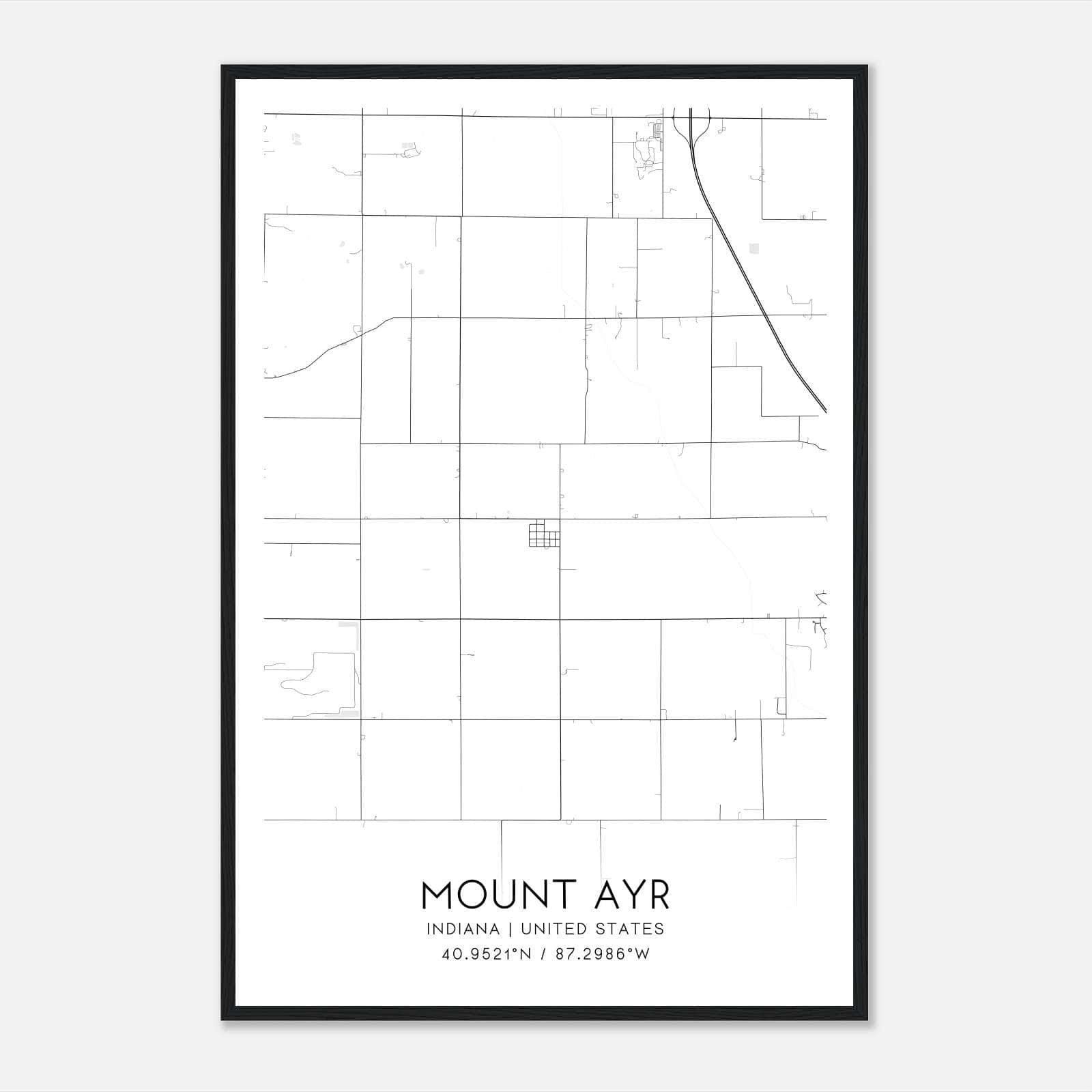 Mount Ayr Indiana Map Poster, Modern Home Decor Wall Art Print Mount Ayr Indiana Map Poster, Modern Home Decor Wall Art Print