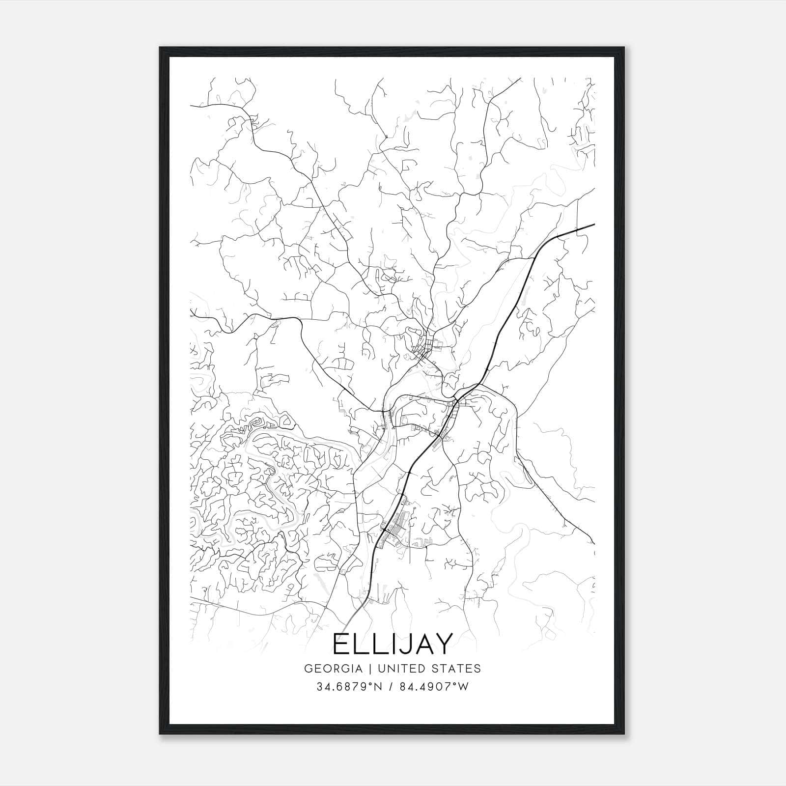 Ellijay Georgia Map Poster, Modern Home Decor Wall Art Print Ellijay Georgia Map Poster, Modern Home Decor Wall Art Print