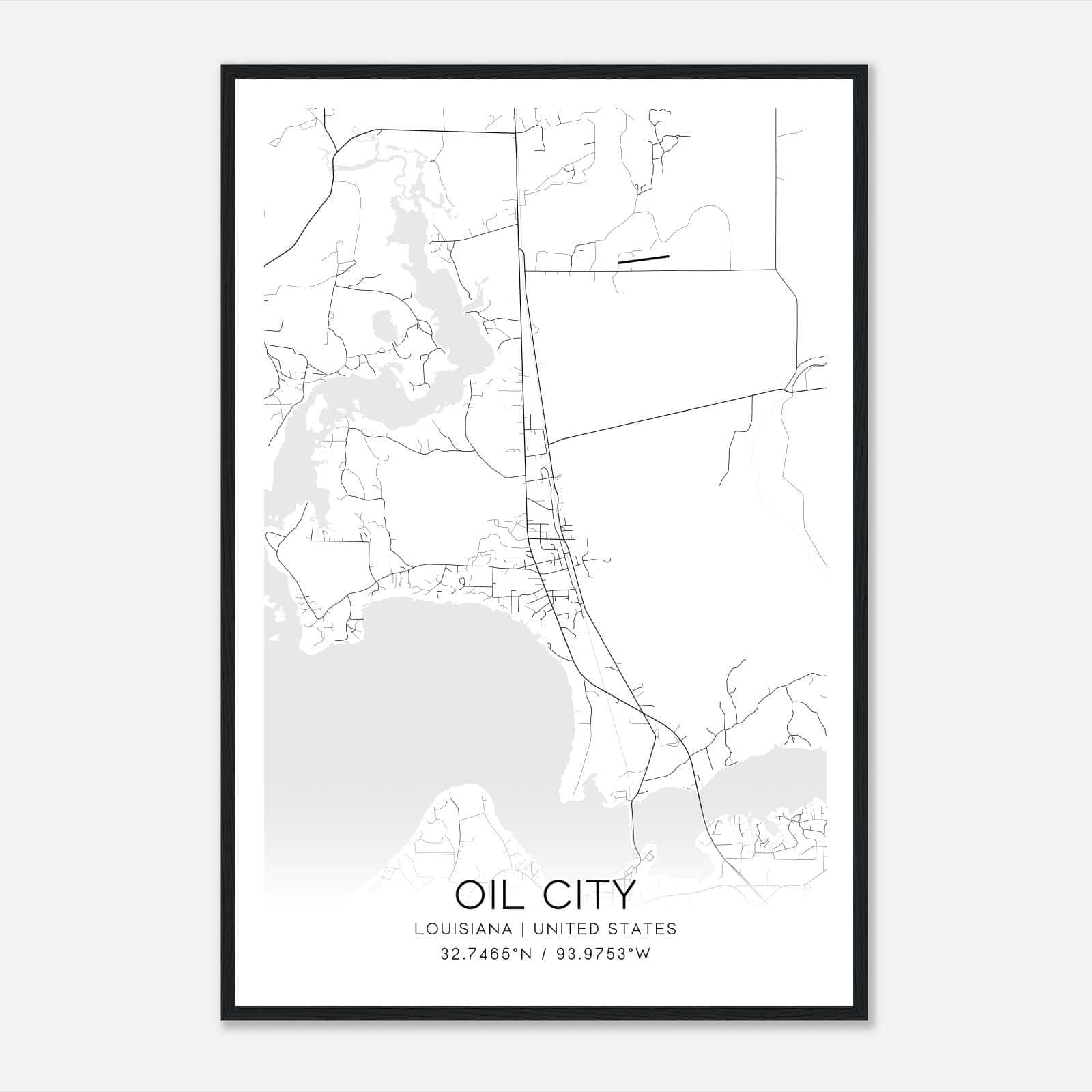 Oil City Louisiana Map Poster, Modern Home Decor Wall Art Print Oil City Louisiana Map Poster, Modern Home Decor Wall Art Print