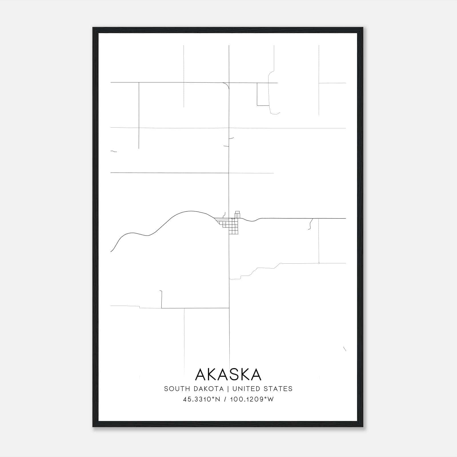 Akaska South Dakota Map Poster, Modern Home Decor Wall Art Print Akaska South Dakota Map Poster, Modern Home Decor Wall Art Print