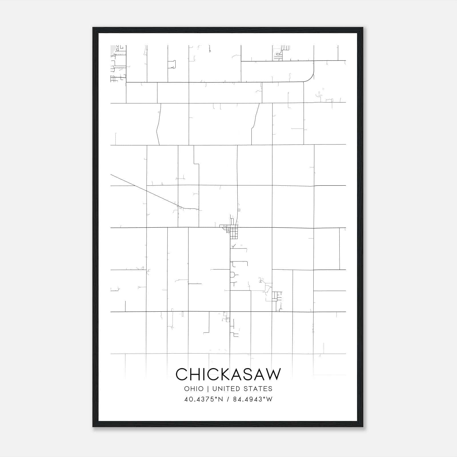 Chickasaw Ohio Map Poster, Modern Home Decor Wall Art Print Chickasaw Ohio Map Poster, Modern Home Decor Wall Art Print