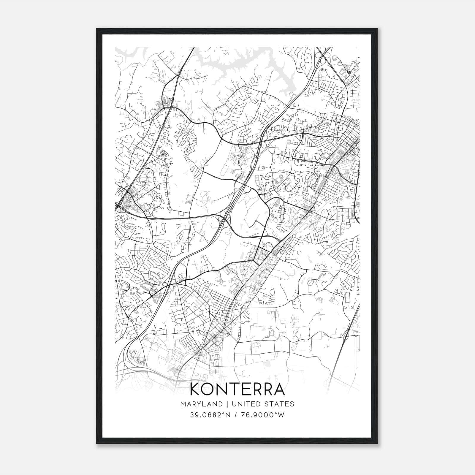 Konterra Maryland Map Poster, Modern Home Decor Wall Art Print Konterra Maryland Map Poster, Modern Home Decor Wall Art Print