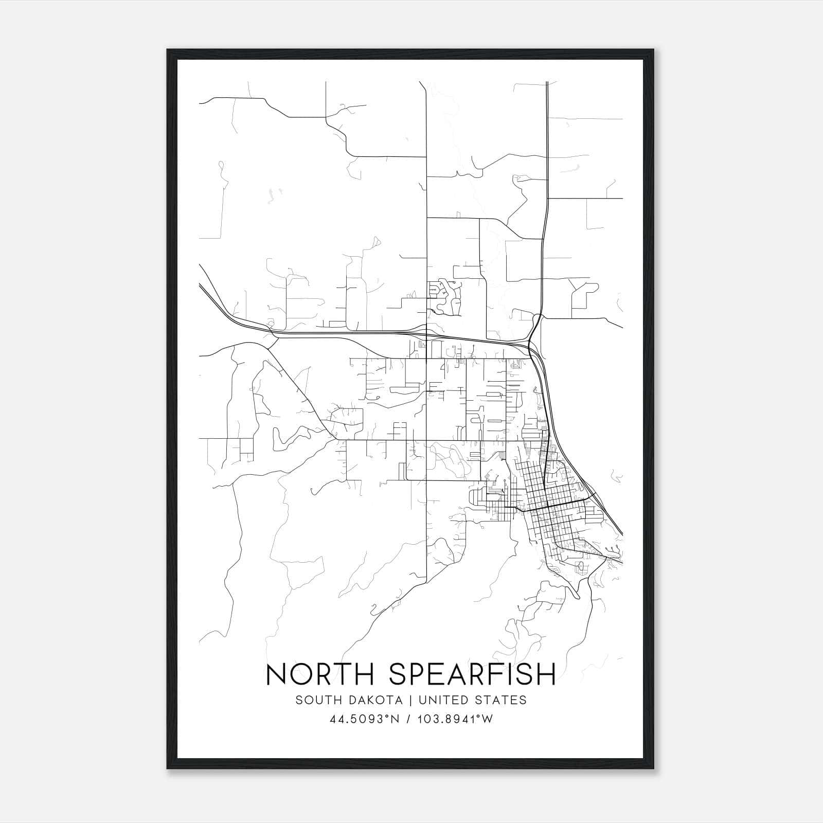 North Spearfish South Dakota Map Poster, Modern Home Decor Wall Art Print North Spearfish South Dakota Map Poster, Modern Home Decor Wall Art Print