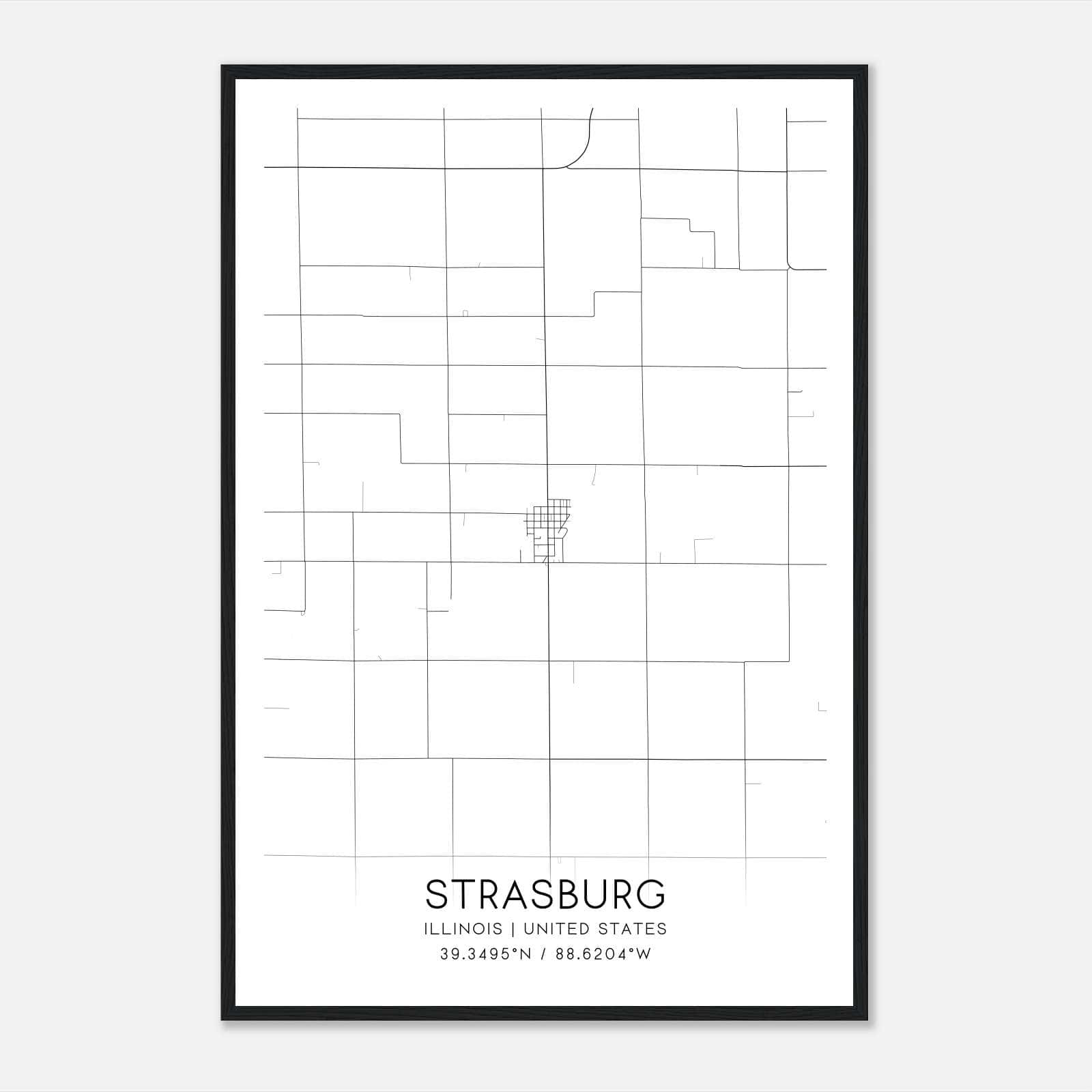 Strasburg Illinois Map Poster, Modern Home Decor Wall Art Print Strasburg Illinois Map Poster, Modern Home Decor Wall Art Print
