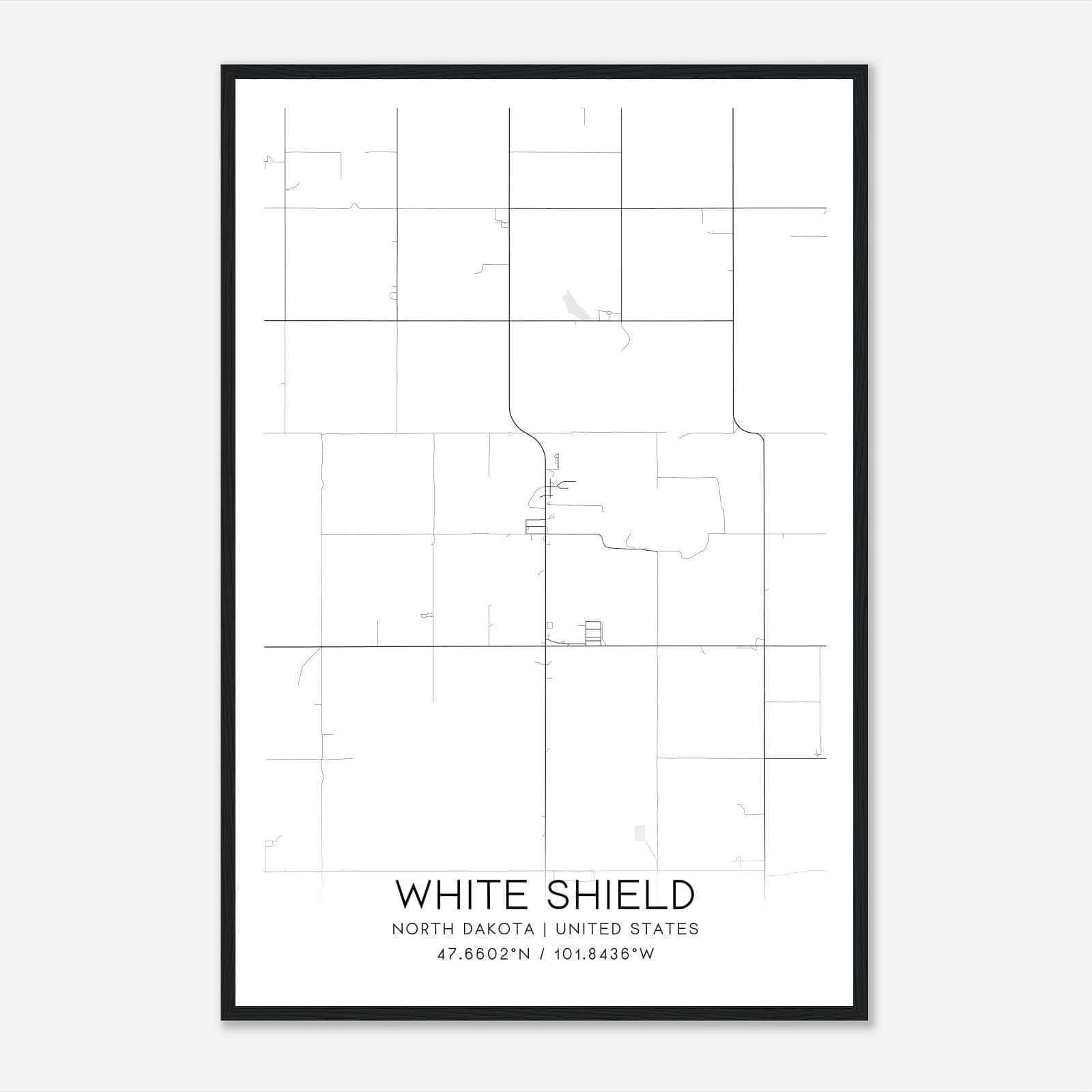 White Shield North Dakota Map Poster, Modern Home Decor Wall Art Print White Shield North Dakota Map Poster, Modern Home Decor Wall Art Print