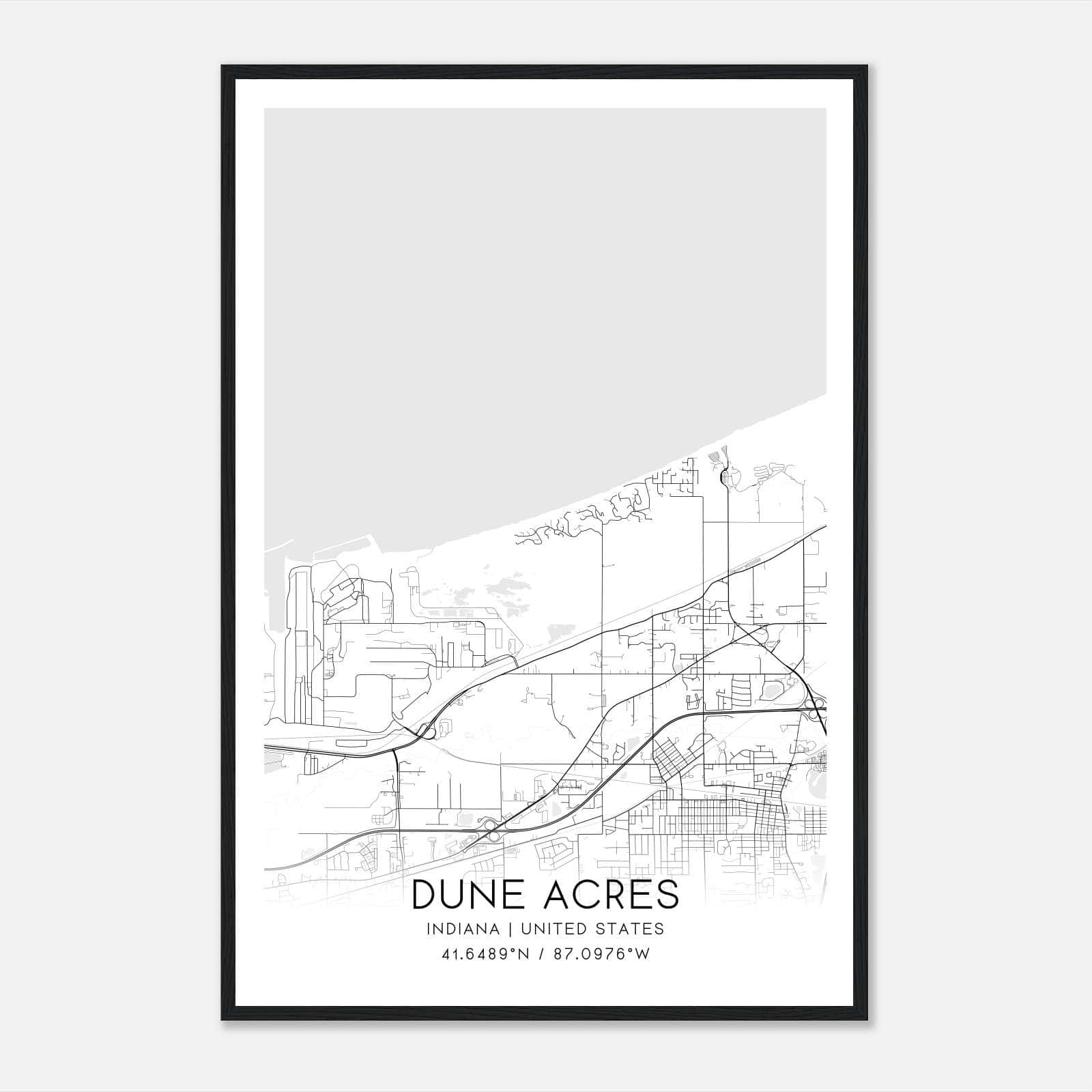Dune Acres Indiana Map Poster, Modern Home Decor Wall Art Print Dune Acres Indiana Map Poster, Modern Home Decor Wall Art Print