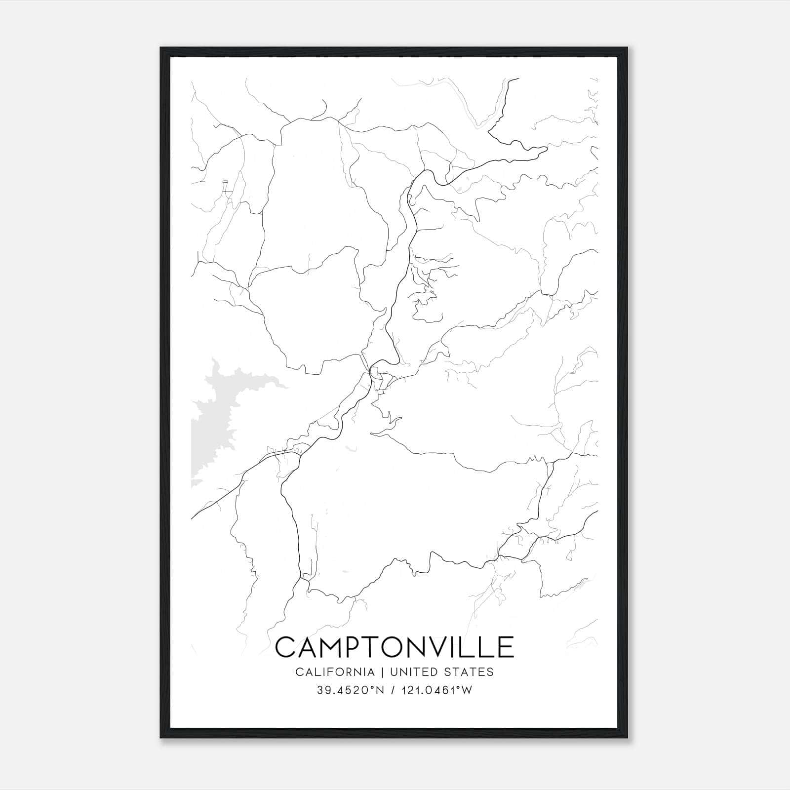 Camptonville California Map Poster, Modern Home Decor Wall Art Print Camptonville California Map Poster, Modern Home Decor Wall Art Print