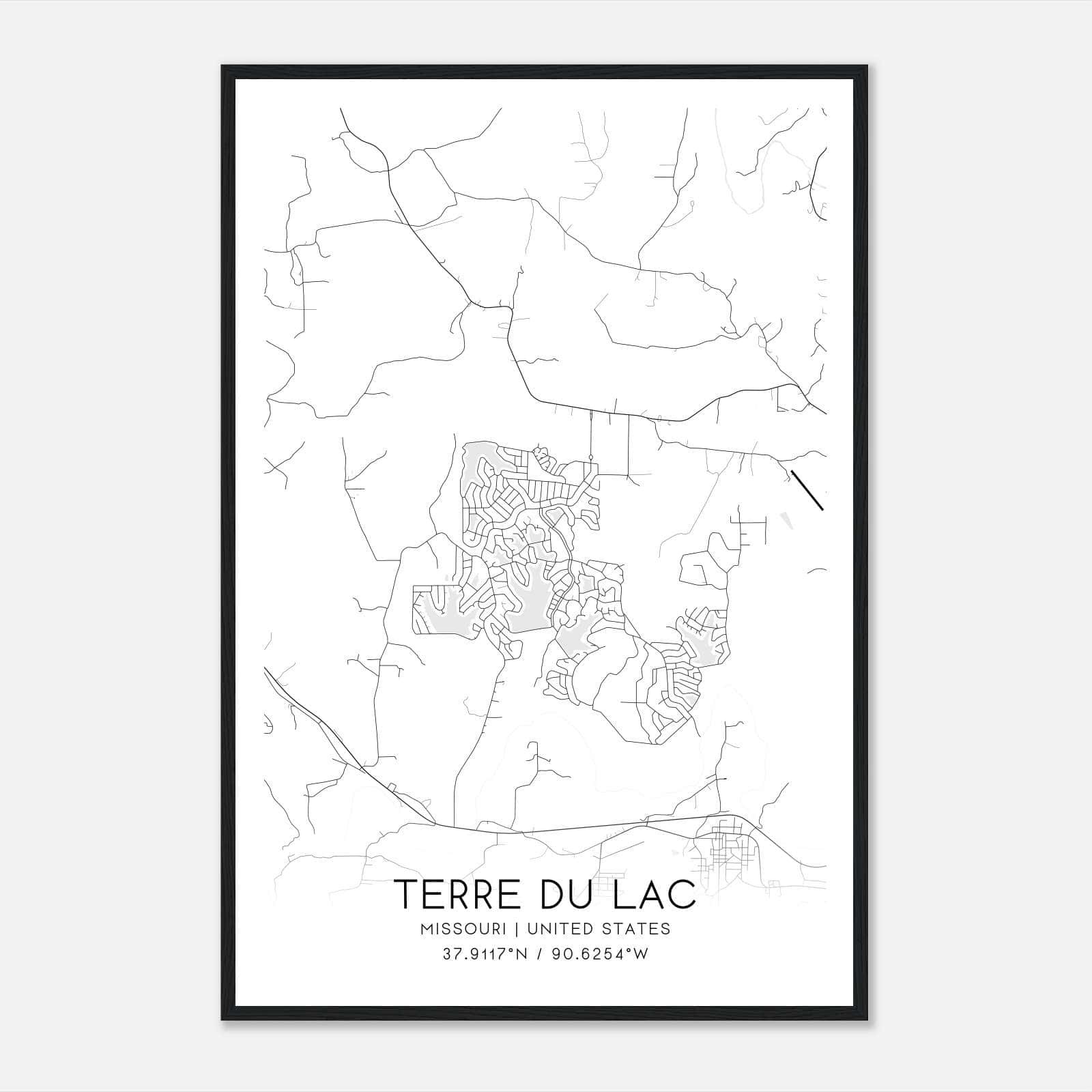 Terre Du Lac Missouri Map Poster, Modern Home Decor Wall Art Print Terre Du Lac Missouri Map Poster, Modern Home Decor Wall Art Print