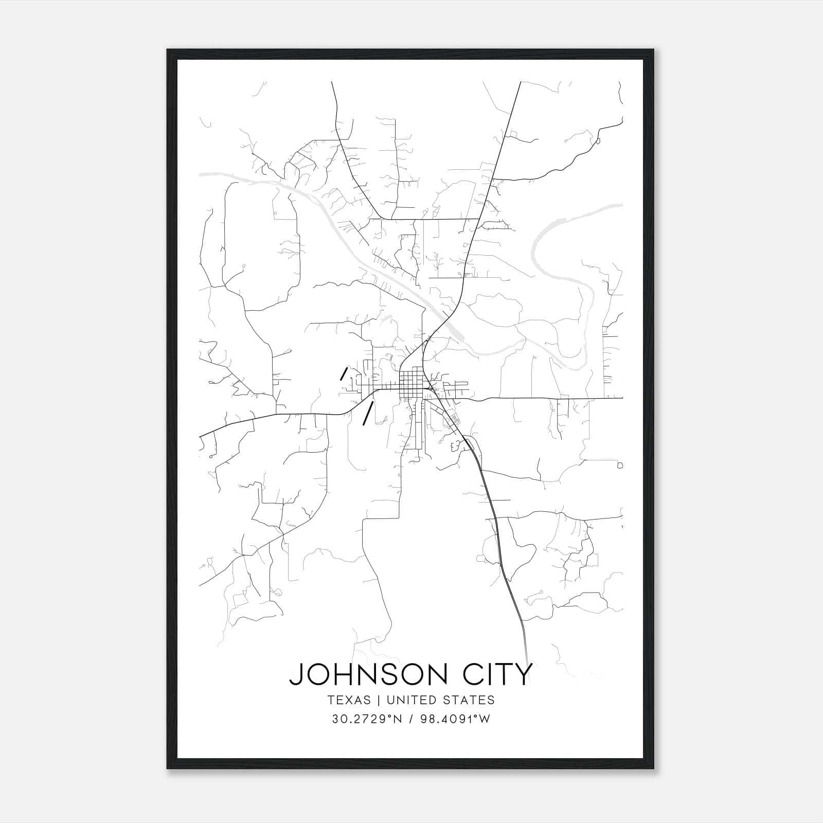 Johnson City Texas Map Poster, Modern Home Decor Wall Art Print Johnson City Texas Map Poster, Modern Home Decor Wall Art Print