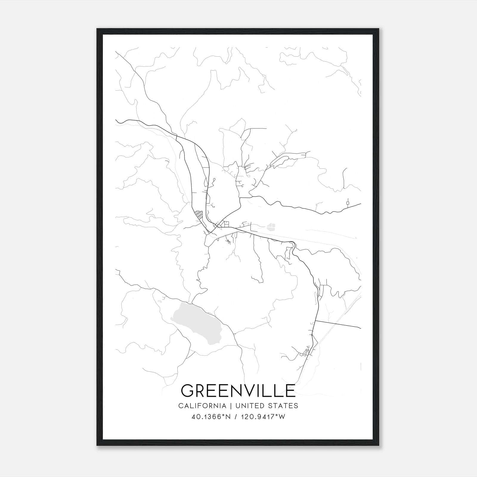 Greenville California Map Poster, Modern Home Decor Wall Art Print Greenville California Map Poster, Modern Home Decor Wall Art Print