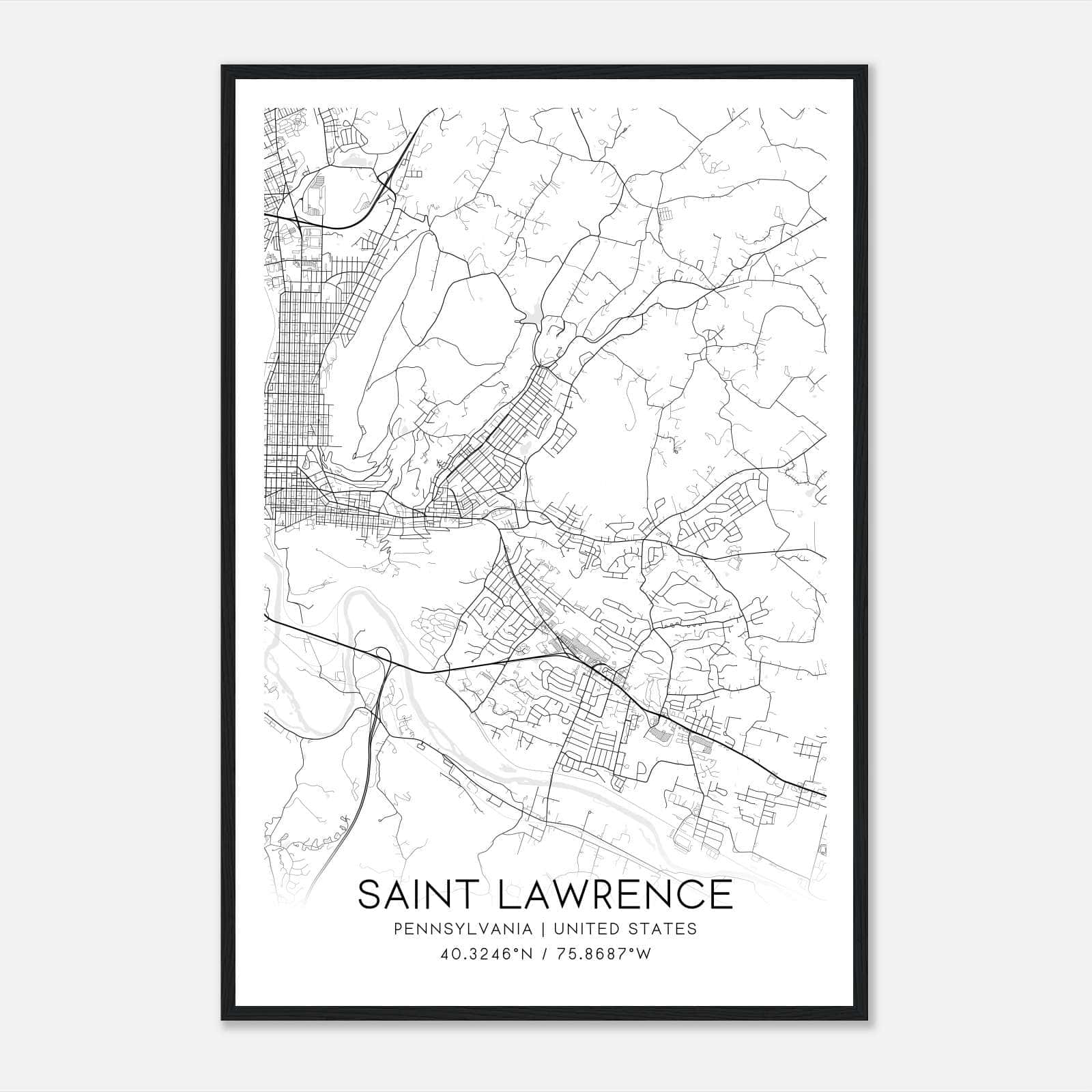 Saint Lawrence Pennsylvania Map Poster, Modern Home Decor Wall Art Print Saint Lawrence Pennsylvania Map Poster, Modern Home Decor Wall Art Print