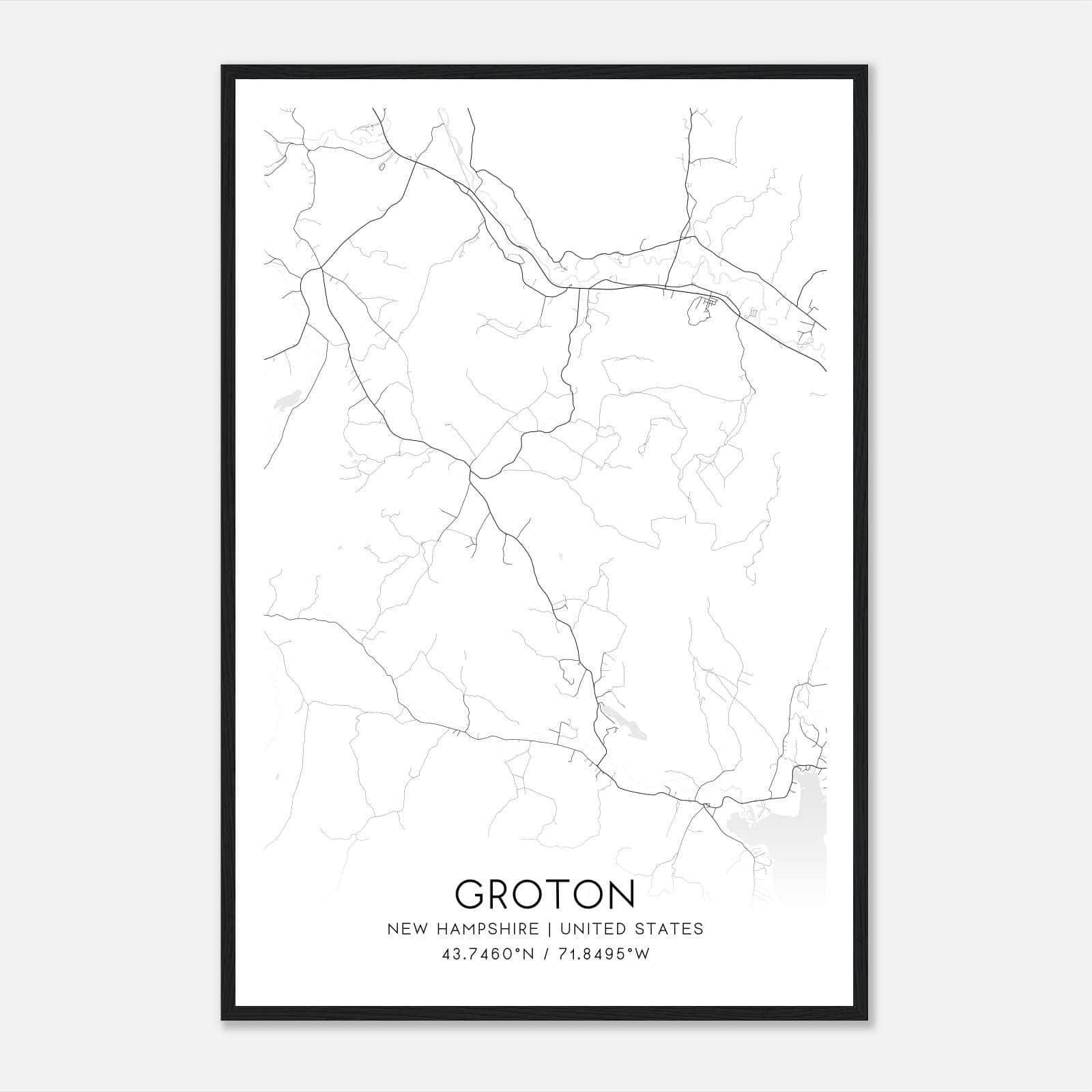 Groton New Hampshire Map Poster, Modern Home Decor Wall Art Print Groton New Hampshire Map Poster, Modern Home Decor Wall Art Print