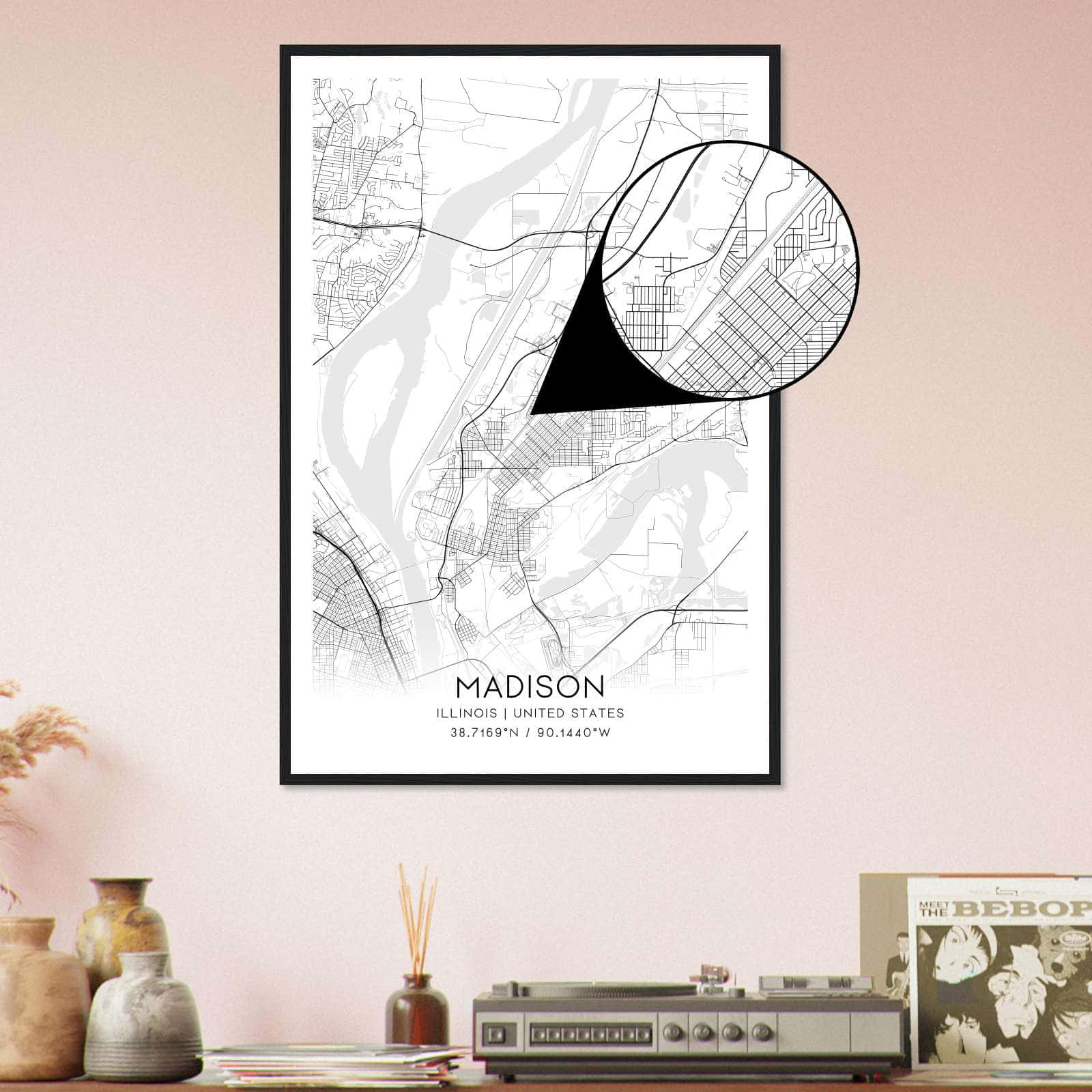 Deerfield Kansas Map Poster, Modern Home Decor Wall Art Print (Copy)