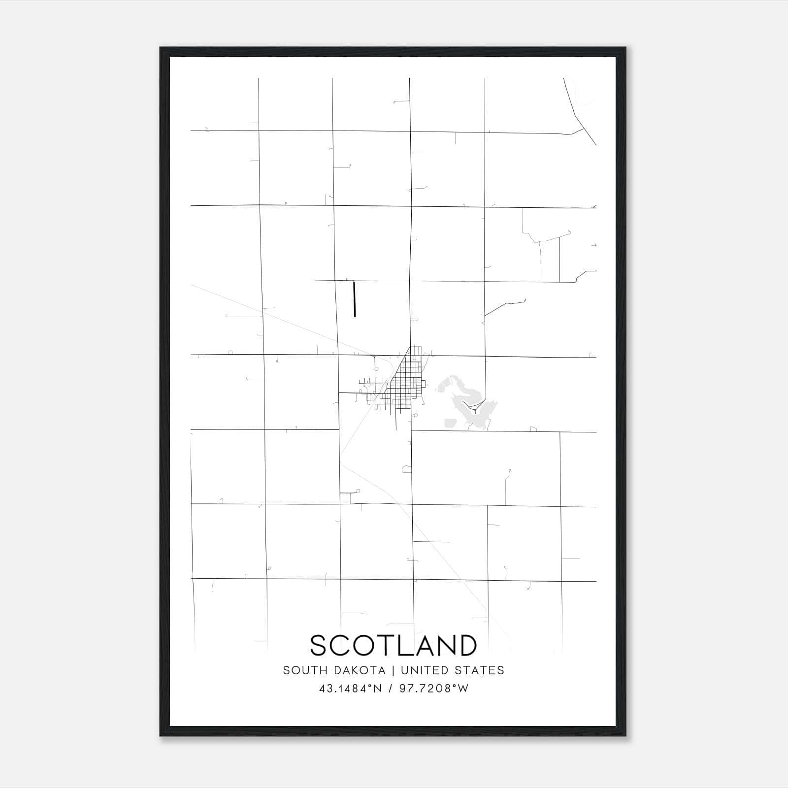 Scotland South Dakota Map Poster, Modern Home Decor Wall Art Print Scotland South Dakota Map Poster, Modern Home Decor Wall Art Print
