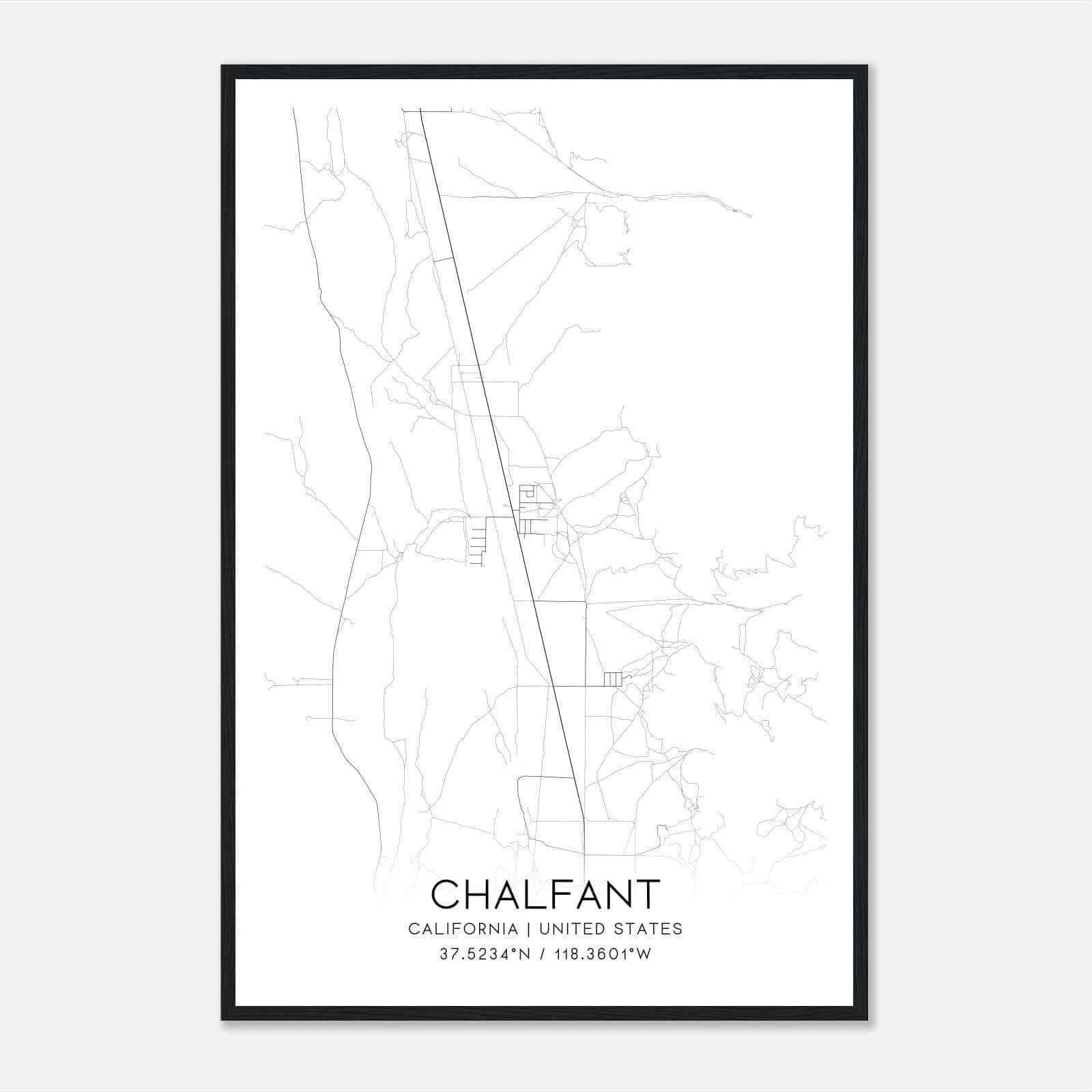 Chalfant California Map Poster, Modern Home Decor Wall Art Print