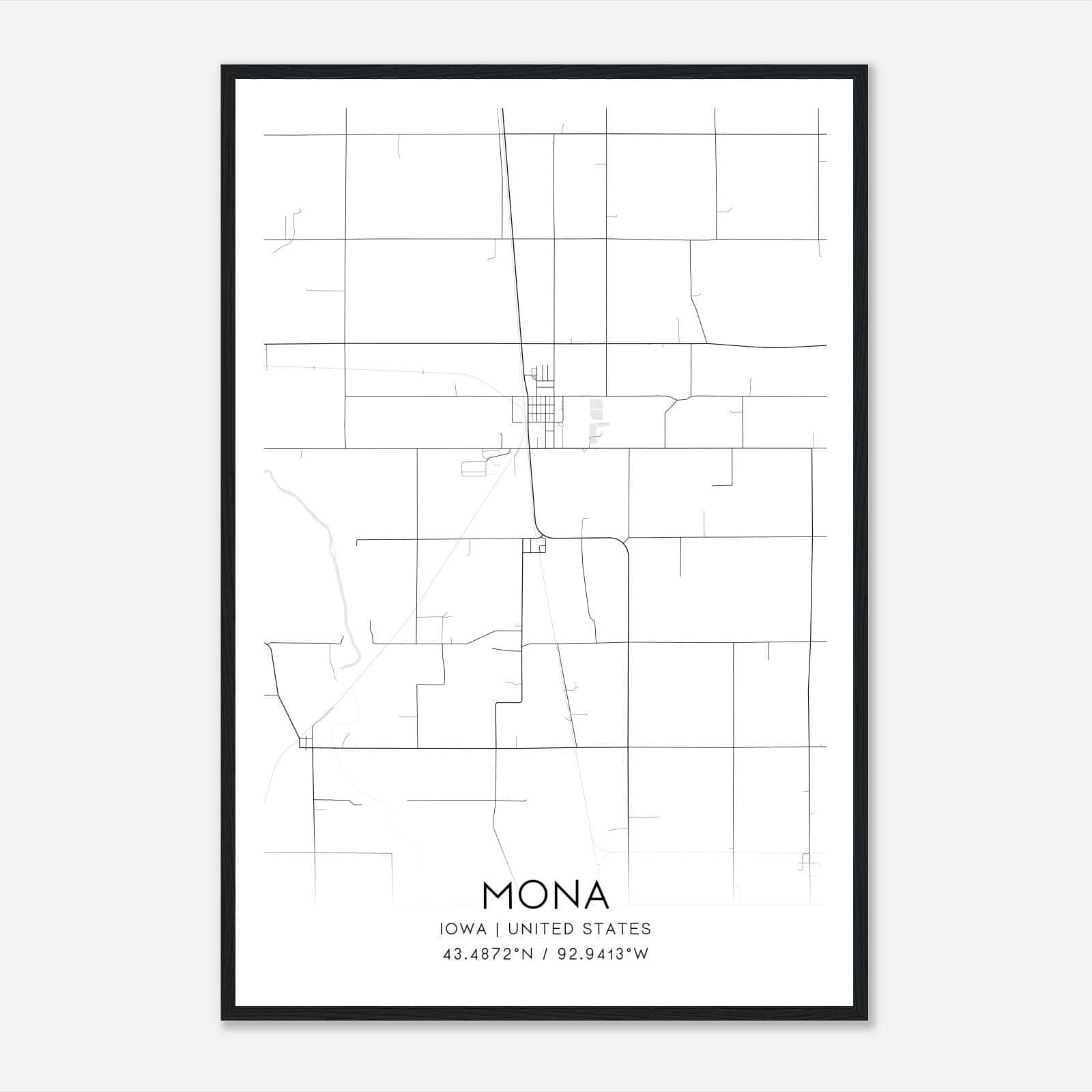 Mona Iowa Map Poster, Modern Home Decor Wall Art Print Mona Iowa Map Poster, Modern Home Decor Wall Art Print