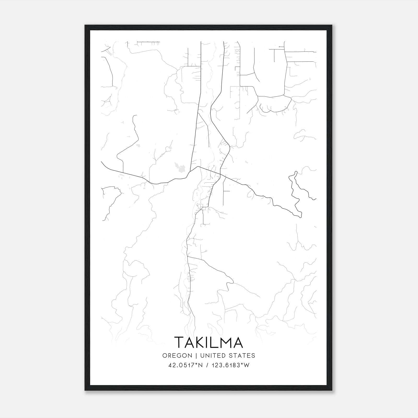 Takilma Oregon Map Poster, Modern Home Decor Wall Art Print Takilma Oregon Map Poster, Modern Home Decor Wall Art Print