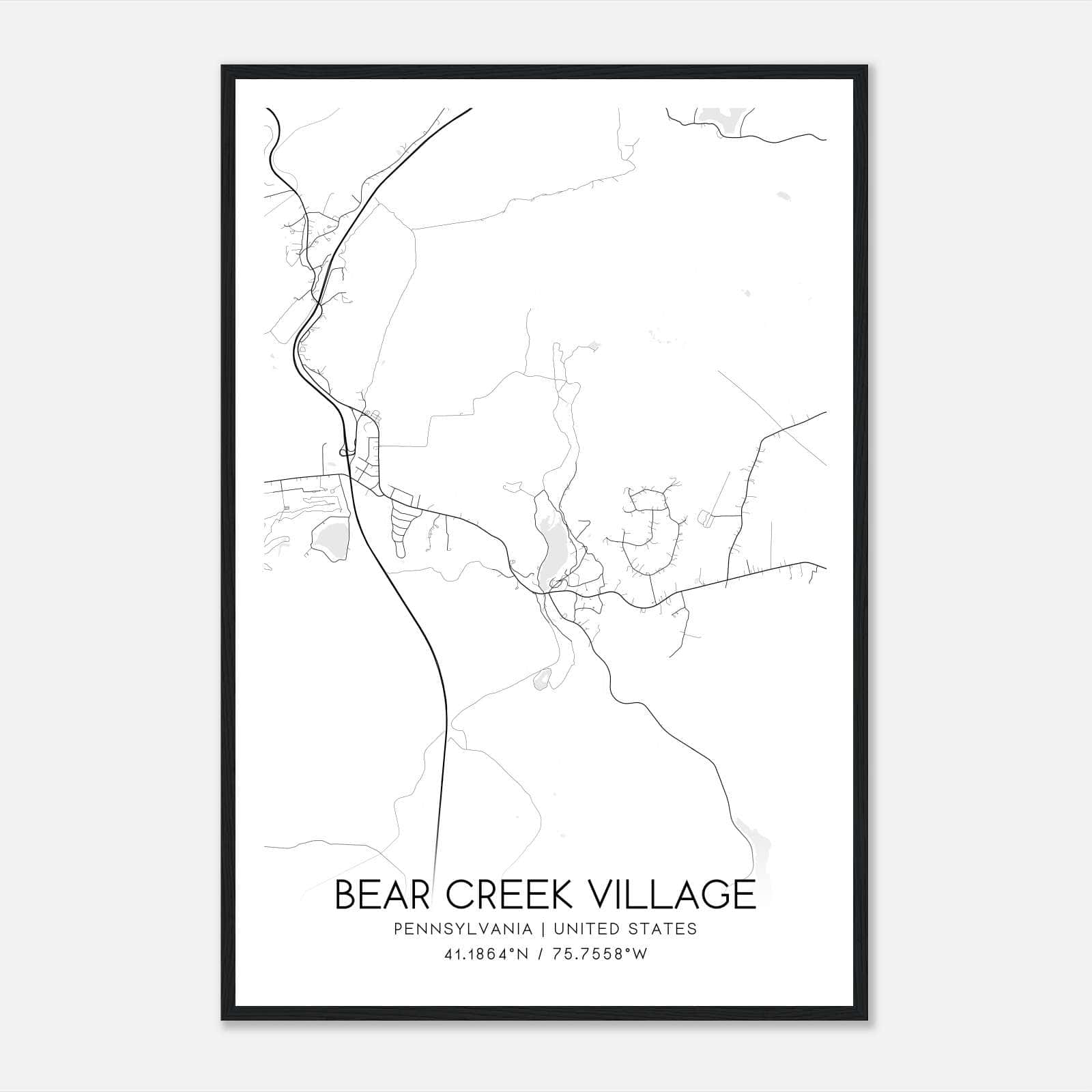 Bear Creek Village Pennsylvania Map Poster, Modern Home Decor Wall Art Print Bear Creek Village Pennsylvania Map Poster, Modern Home Decor Wall Art Print