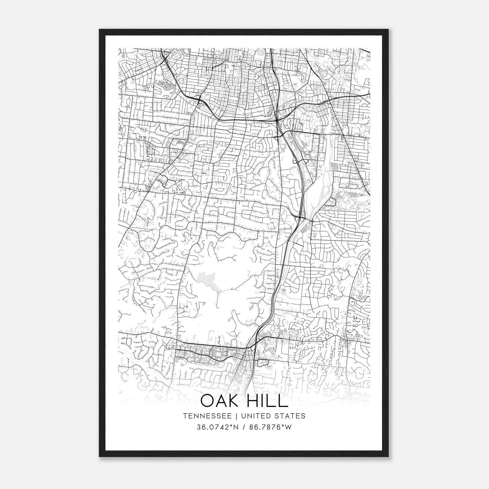Oak Hill Tennessee Map Poster, Modern Home Decor Wall Art Print Oak Hill Tennessee Map Poster, Modern Home Decor Wall Art Print
