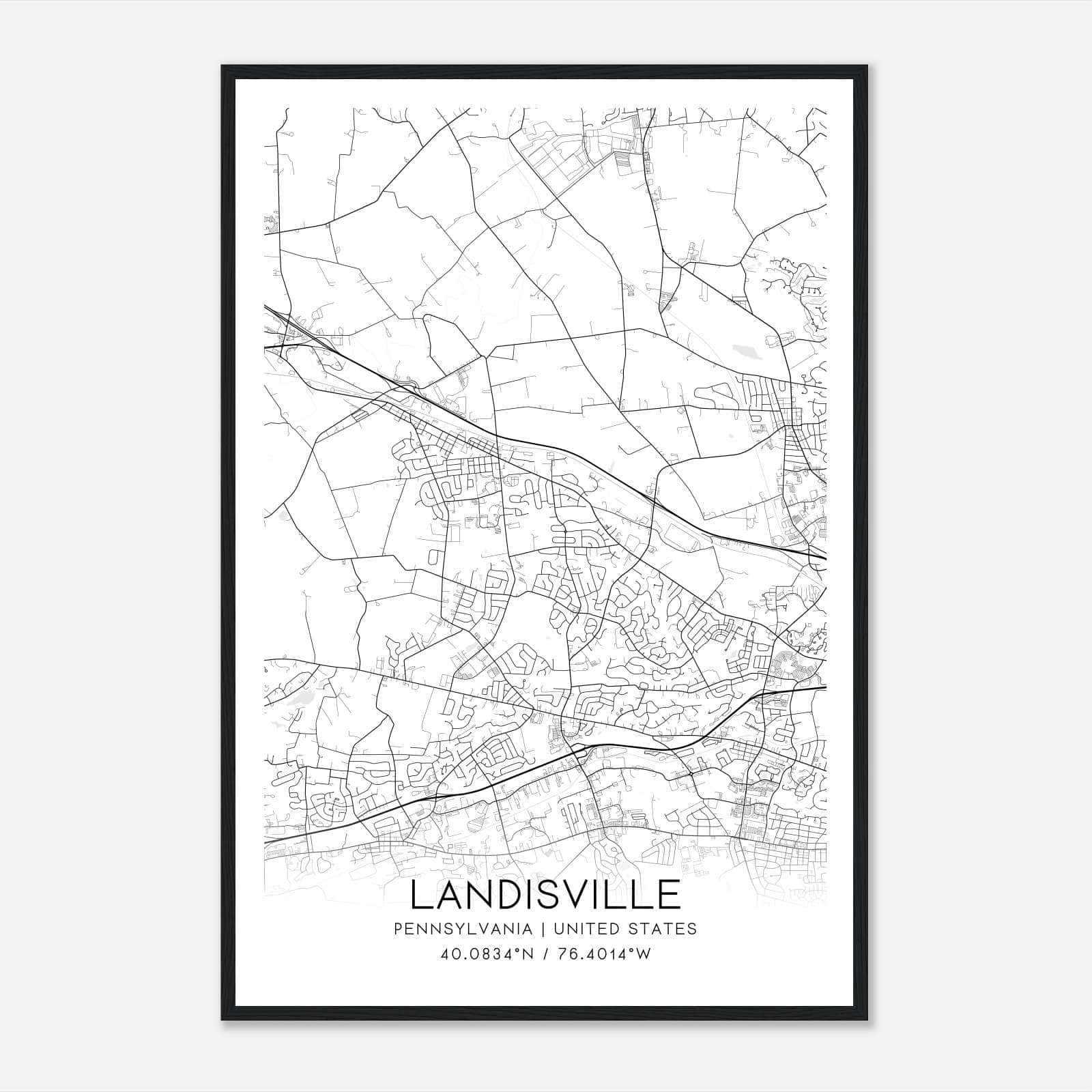 Landisville Pennsylvania Map Poster, Modern Home Decor Wall Art Print Landisville Pennsylvania Map Poster, Modern Home Decor Wall Art Print