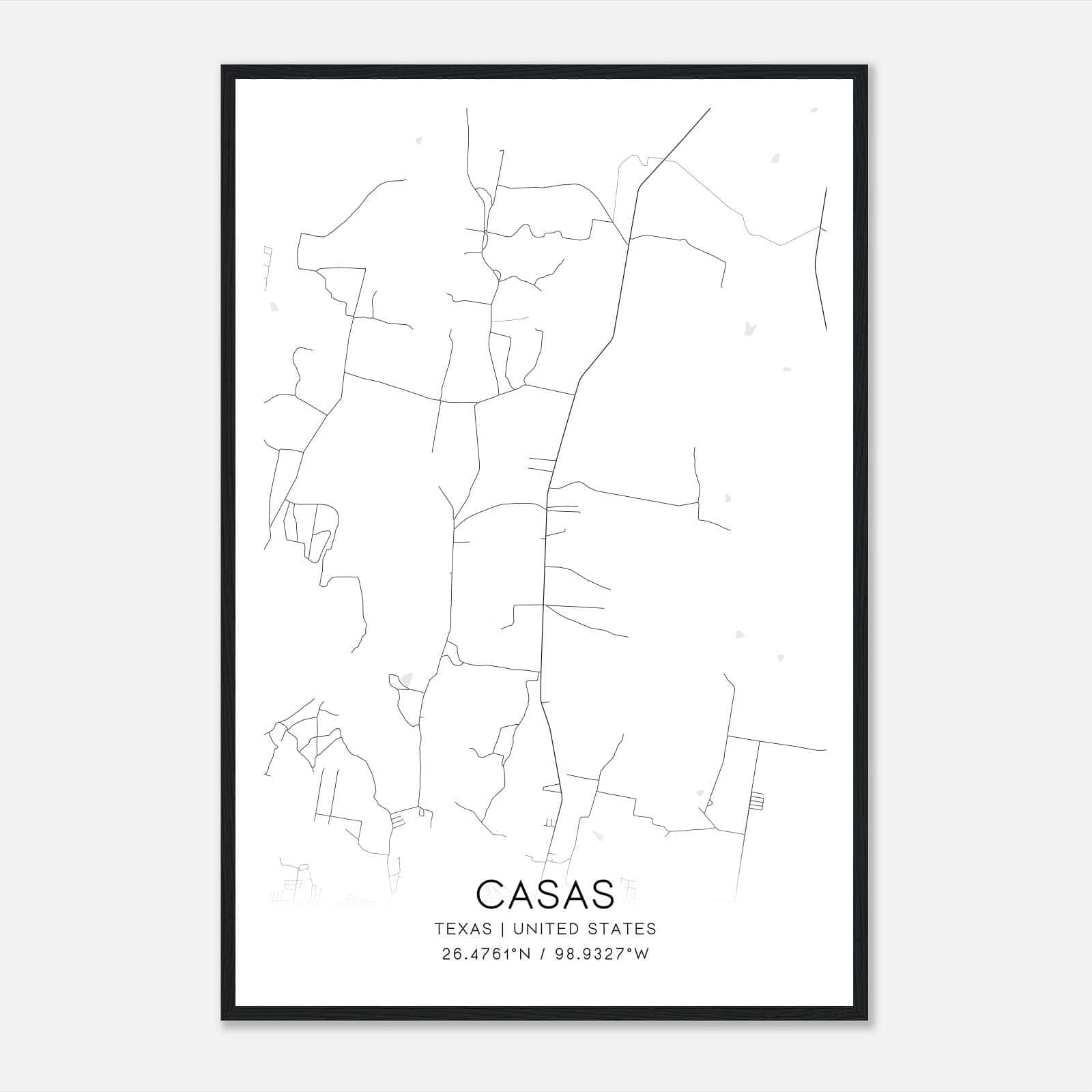 Casas Texas Map Poster, Modern Home Decor Wall Art Print Casas Texas Map Poster, Modern Home Decor Wall Art Print