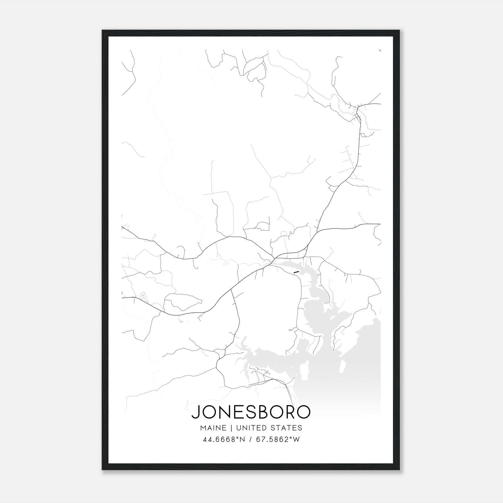 Jonesboro Maine Map Poster, Modern Home Decor Wall Art Print Jonesboro Maine Map Poster, Modern Home Decor Wall Art Print