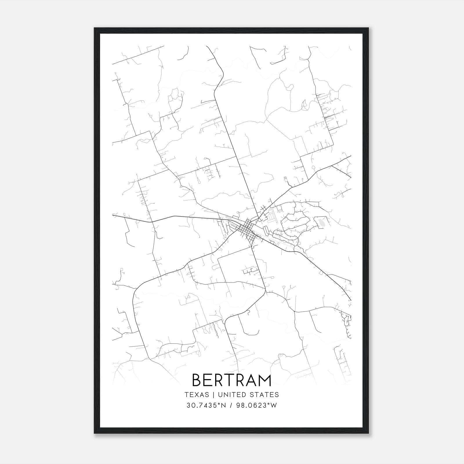 Bertram Texas Map Poster, Modern Home Decor Wall Art Print Bertram Texas Map Poster, Modern Home Decor Wall Art Print