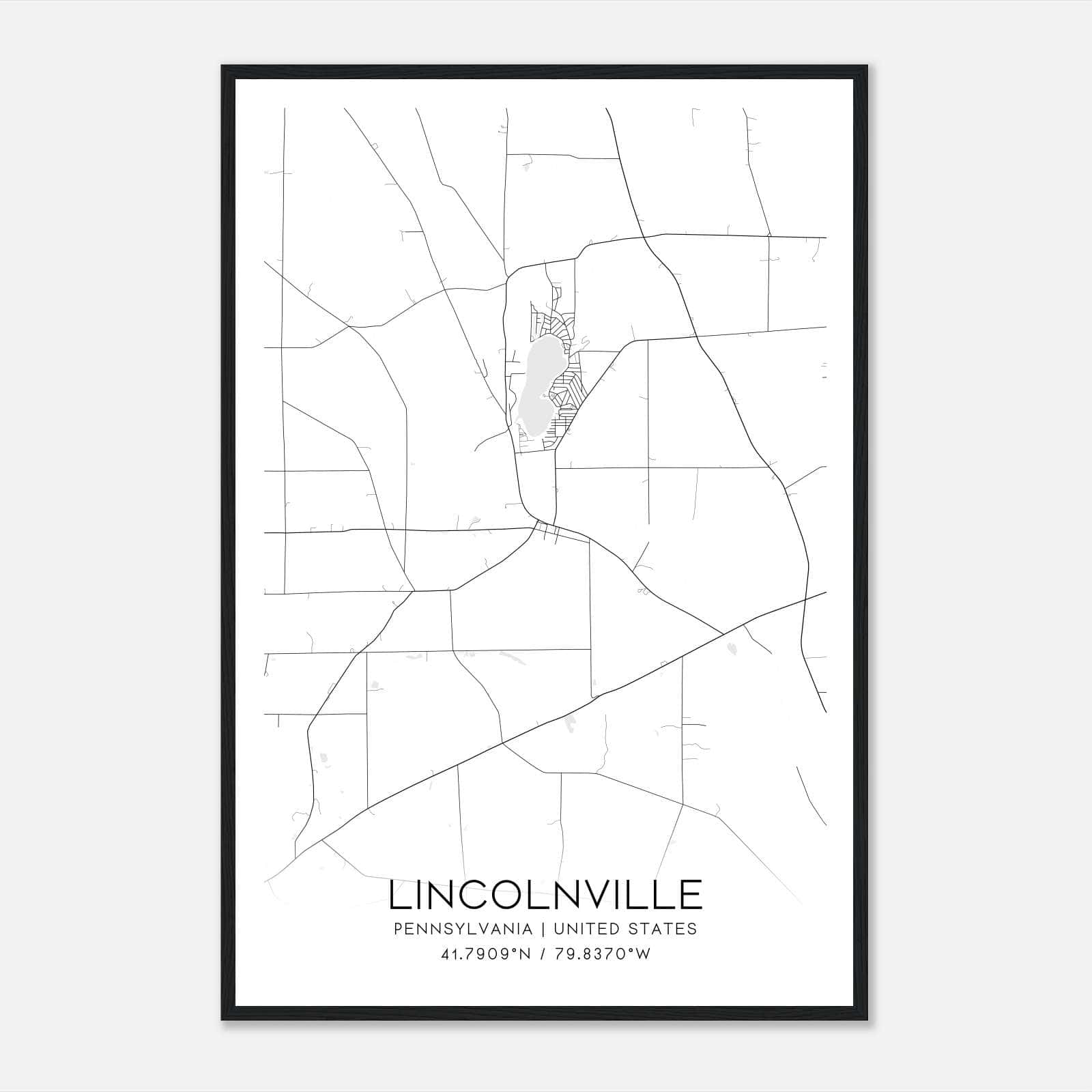 Lincolnville Pennsylvania Map Poster, Modern Home Decor Wall Art Print Lincolnville Pennsylvania Map Poster, Modern Home Decor Wall Art Print