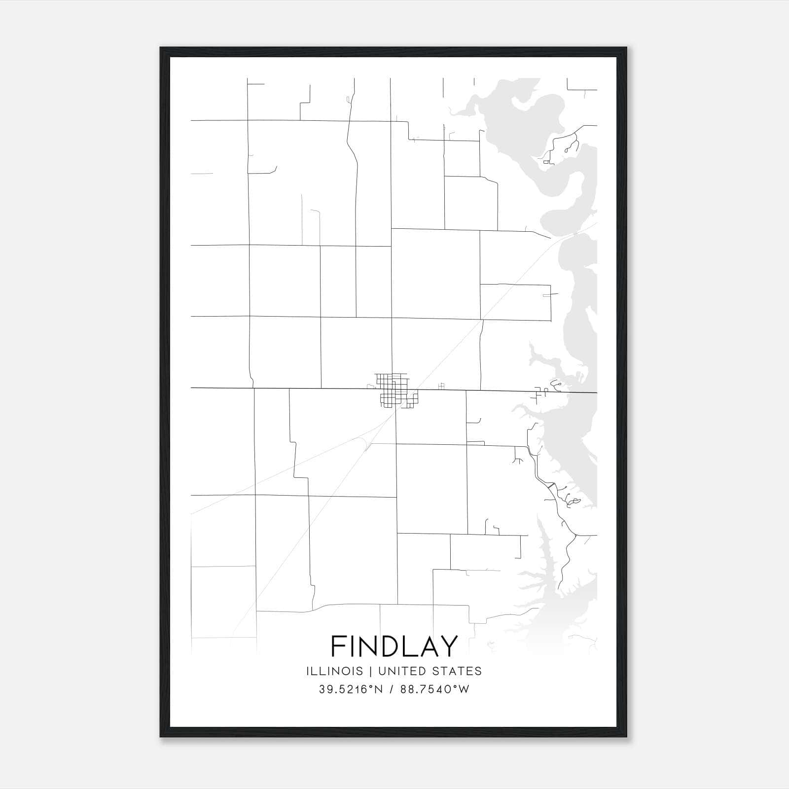 Findlay Illinois Map Poster, Modern Home Decor Wall Art Print Findlay Illinois Map Poster, Modern Home Decor Wall Art Print