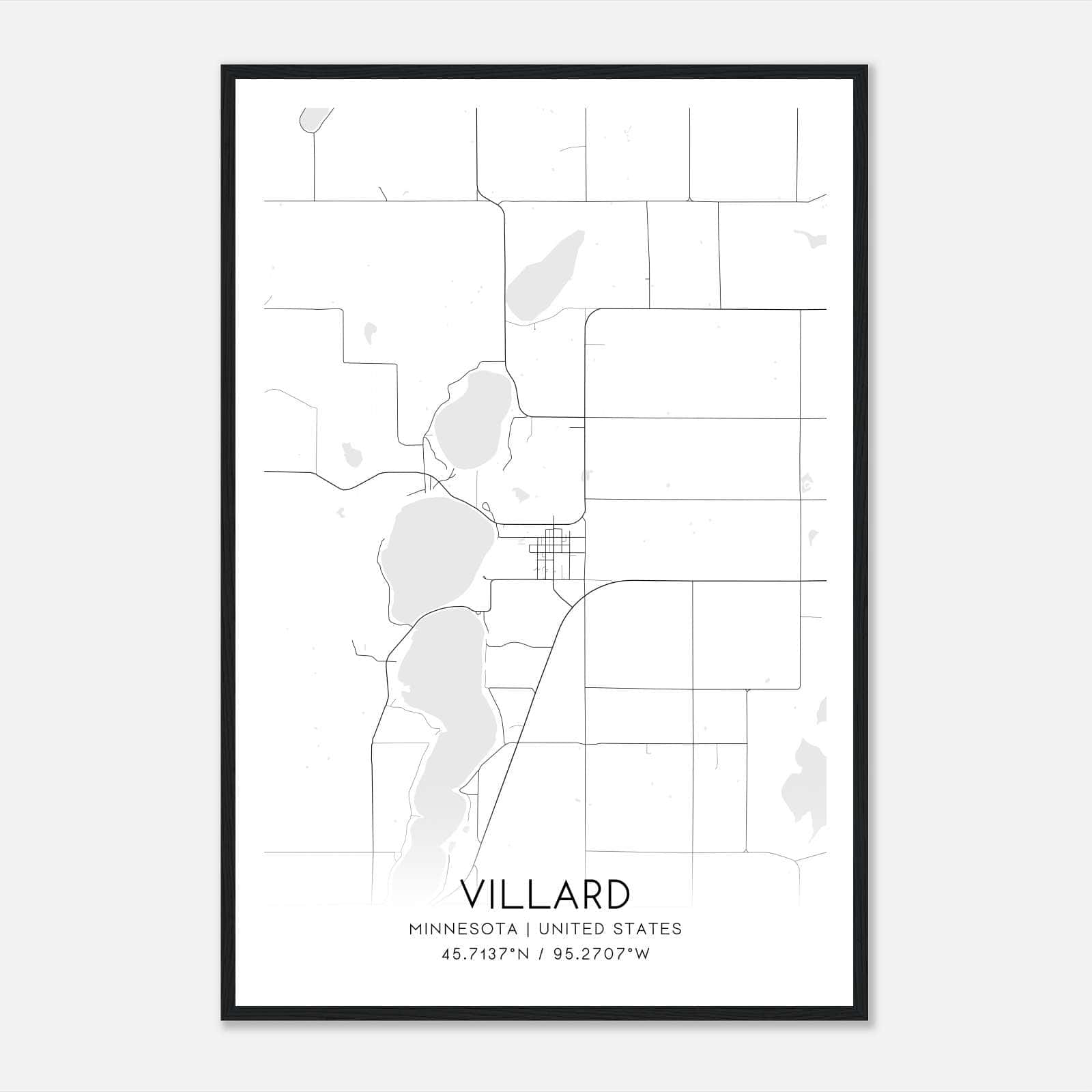 Villard Minnesota Map Poster, Modern Home Decor Wall Art Print Villard Minnesota Map Poster, Modern Home Decor Wall Art Print