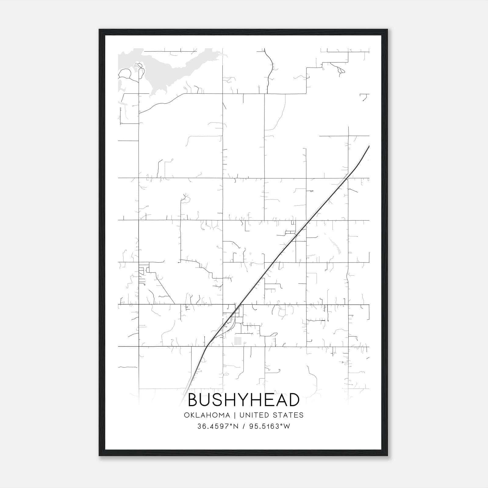 Bushyhead Oklahoma Map Poster, Modern Home Decor Wall Art Print Bushyhead Oklahoma Map Poster, Modern Home Decor Wall Art Print