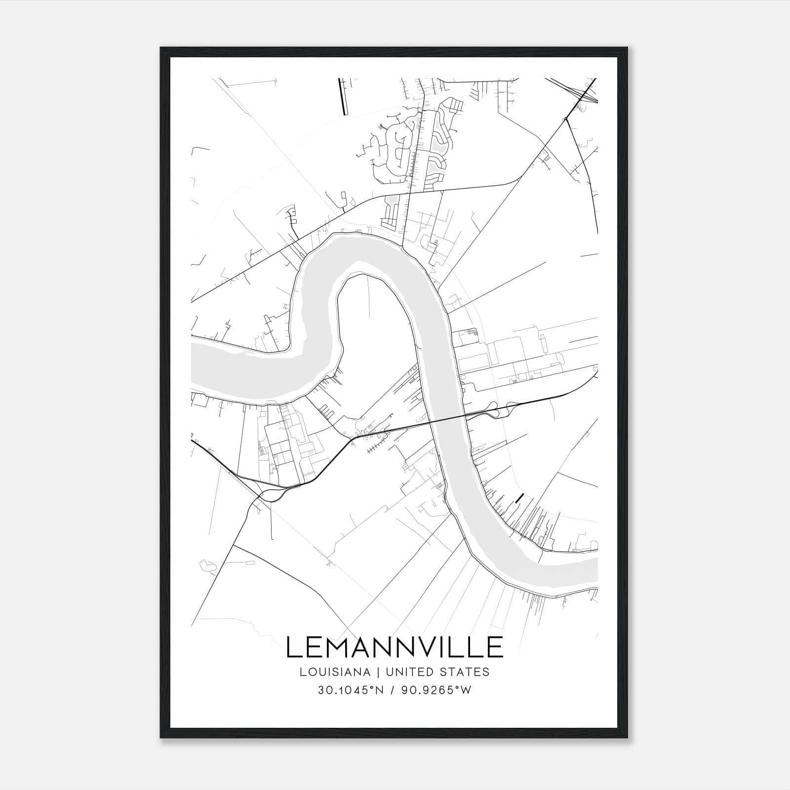 Lemannville Louisiana Map Poster, Modern Home Decor Wall Art Print Lemannville Louisiana Map Poster, Modern Home Decor Wall Art Print