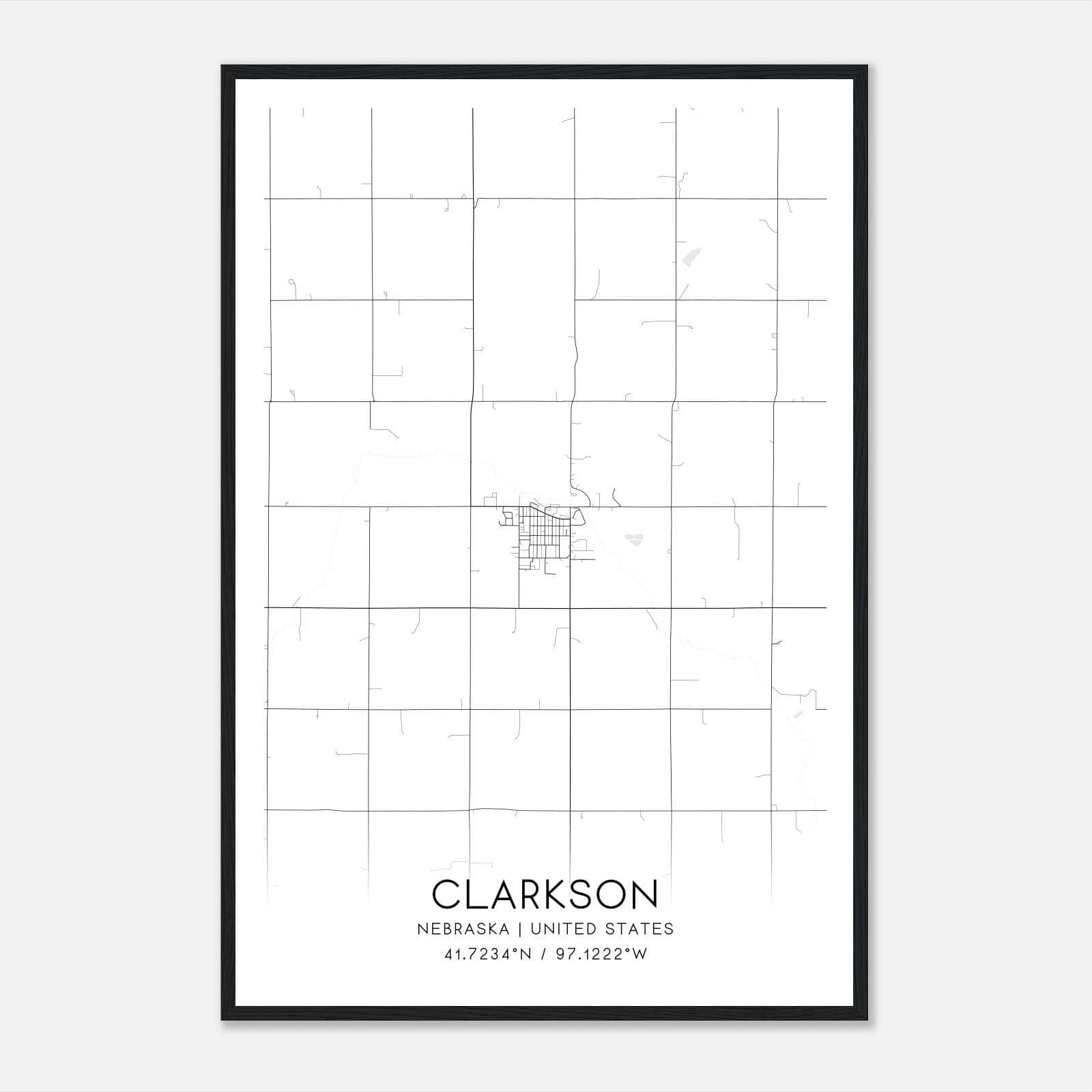 Clarkson Nebraska Map Poster, Modern Home Decor Wall Art Print Clarkson Nebraska Map Poster, Modern Home Decor Wall Art Print