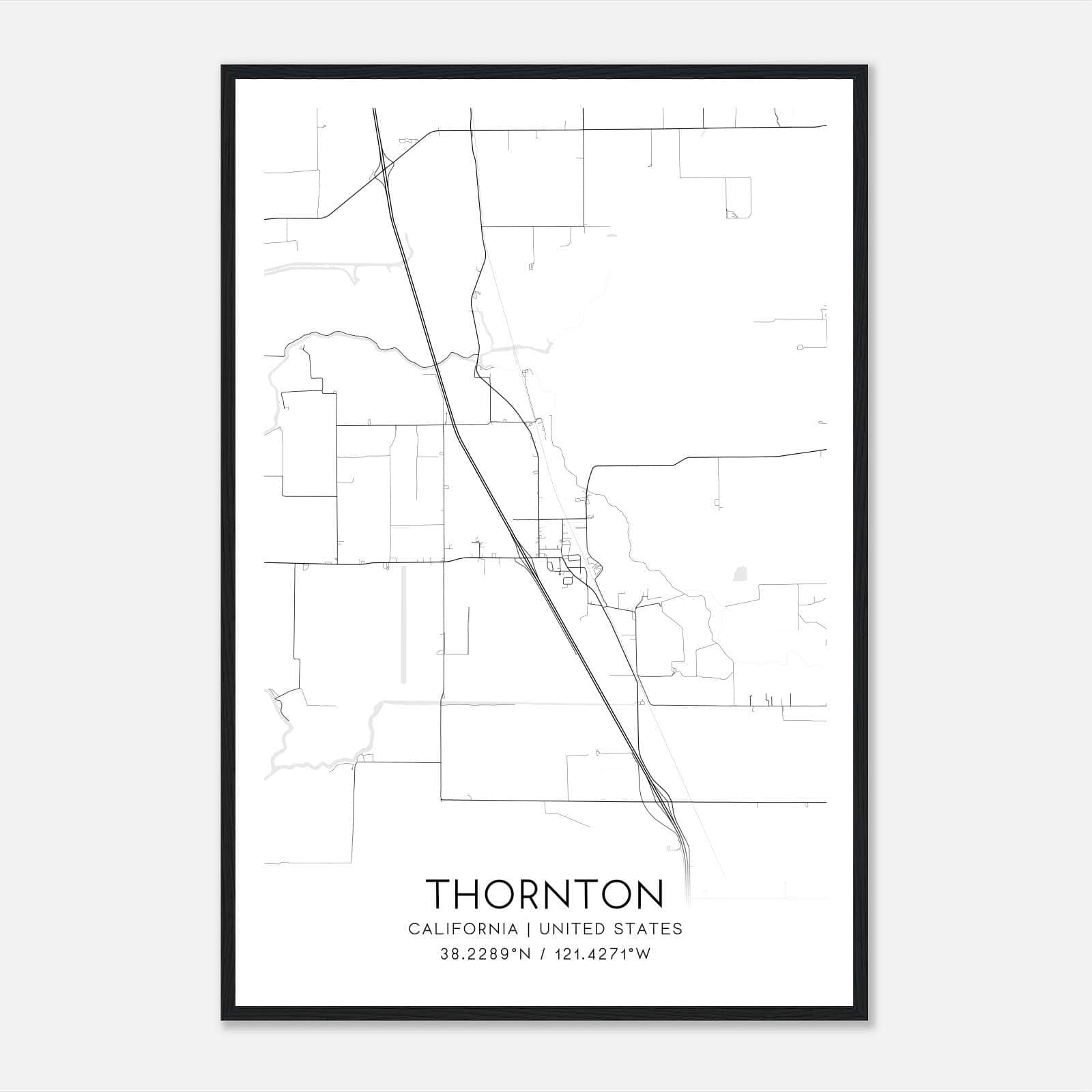 Thornton California Map Poster, Modern Home Decor Wall Art Print Thornton California Map Poster, Modern Home Decor Wall Art Print
