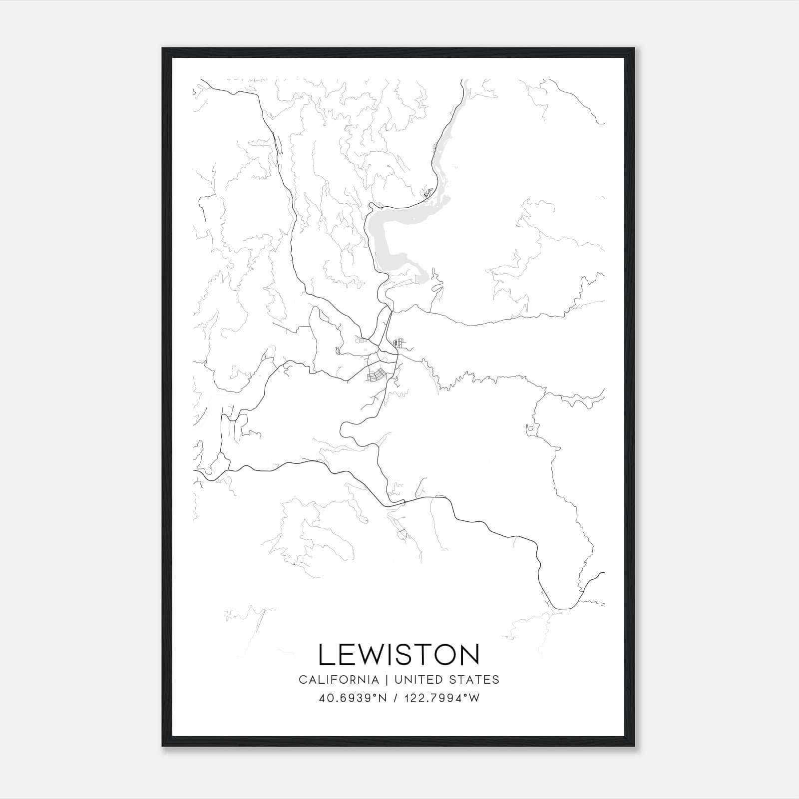 Lewiston California Map Poster, Modern Home Decor Wall Art Print Lewiston California Map Poster, Modern Home Decor Wall Art Print