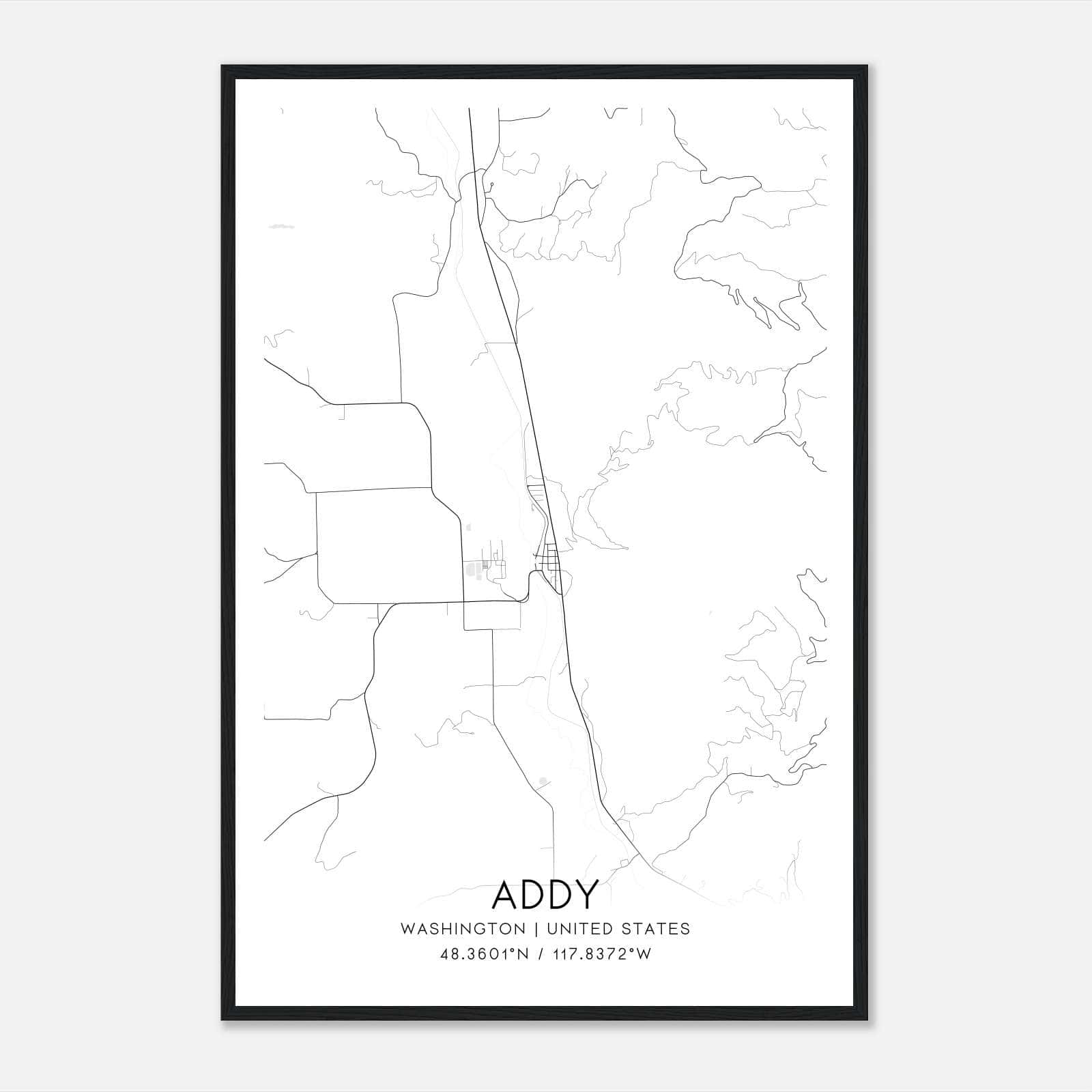 Addy Washington Map Poster, Modern Home Decor Wall Art Print