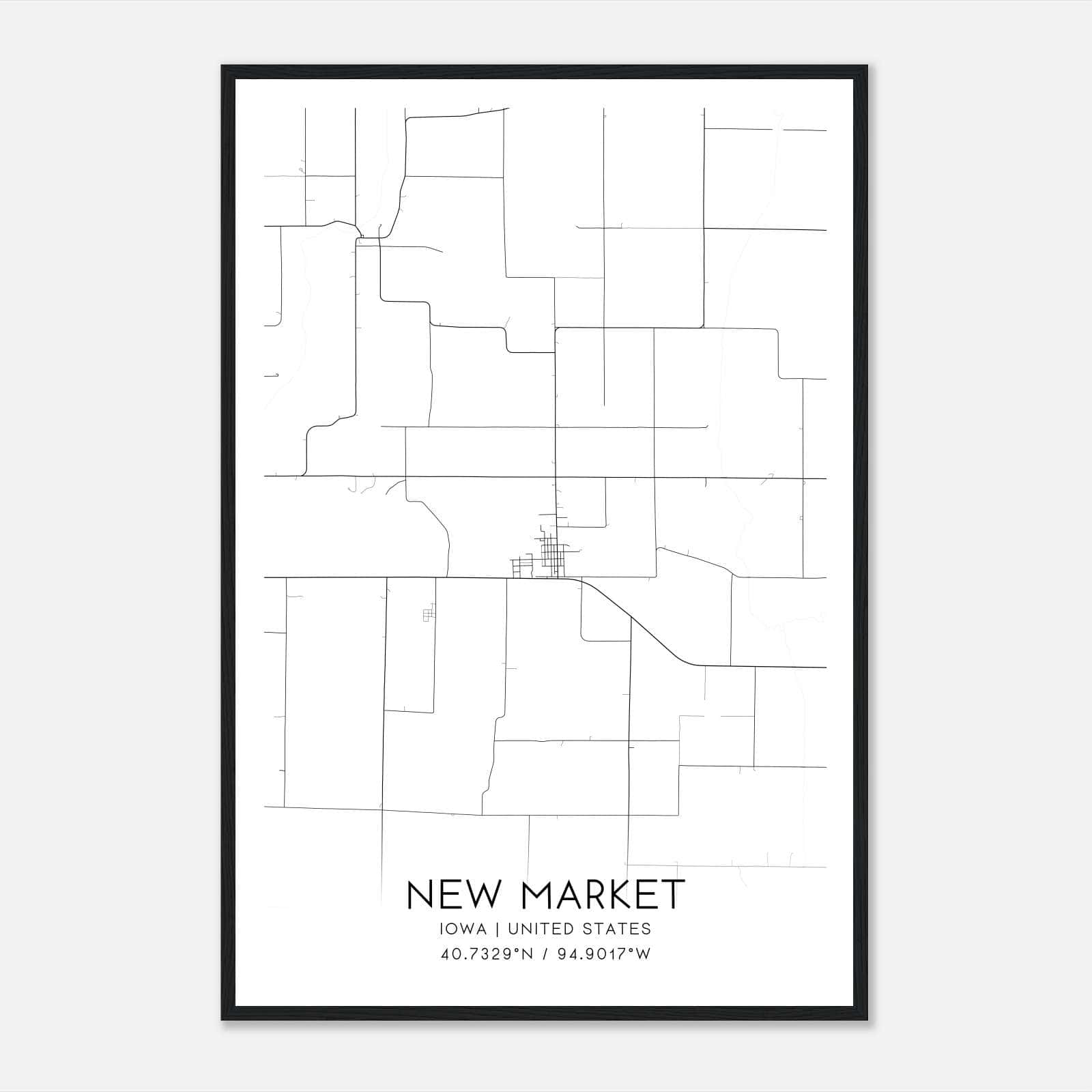 New Market Iowa Map Poster, Modern Home Decor Wall Art Print New Market Iowa Map Poster, Modern Home Decor Wall Art Print
