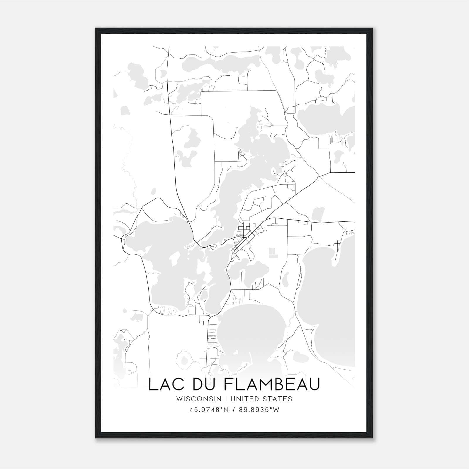 Lac Du Flambeau Wisconsin Map Poster, Modern Home Decor Wall Art Print Lac Du Flambeau Wisconsin Map Poster, Modern Home Decor Wall Art Print