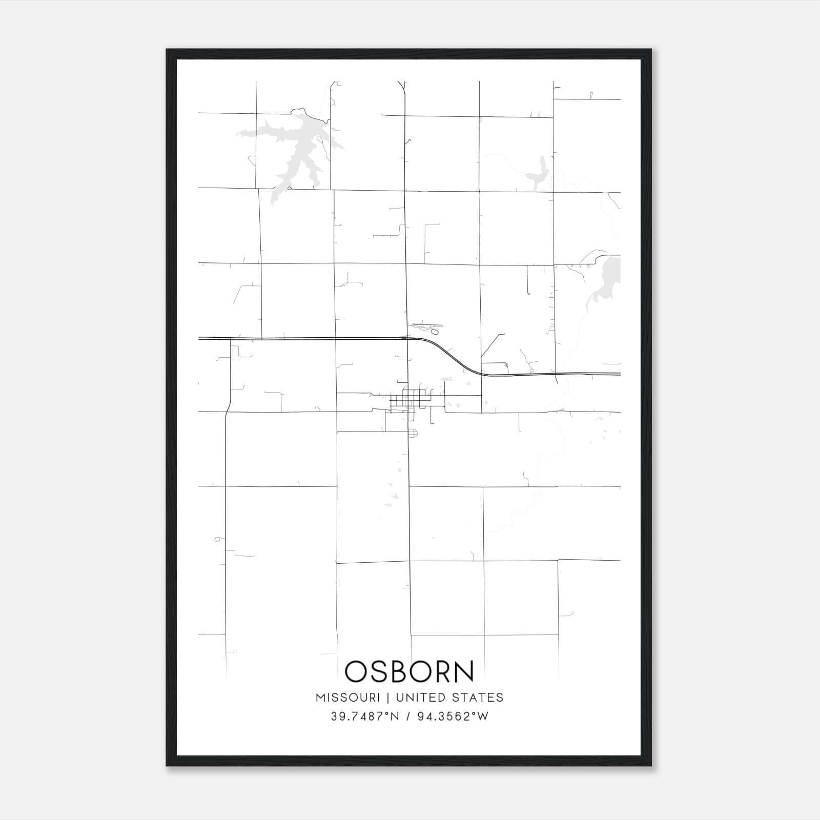 Osborn Missouri Map Poster, Modern Home Decor Wall Art Print Osborn Missouri Map Poster, Modern Home Decor Wall Art Print
