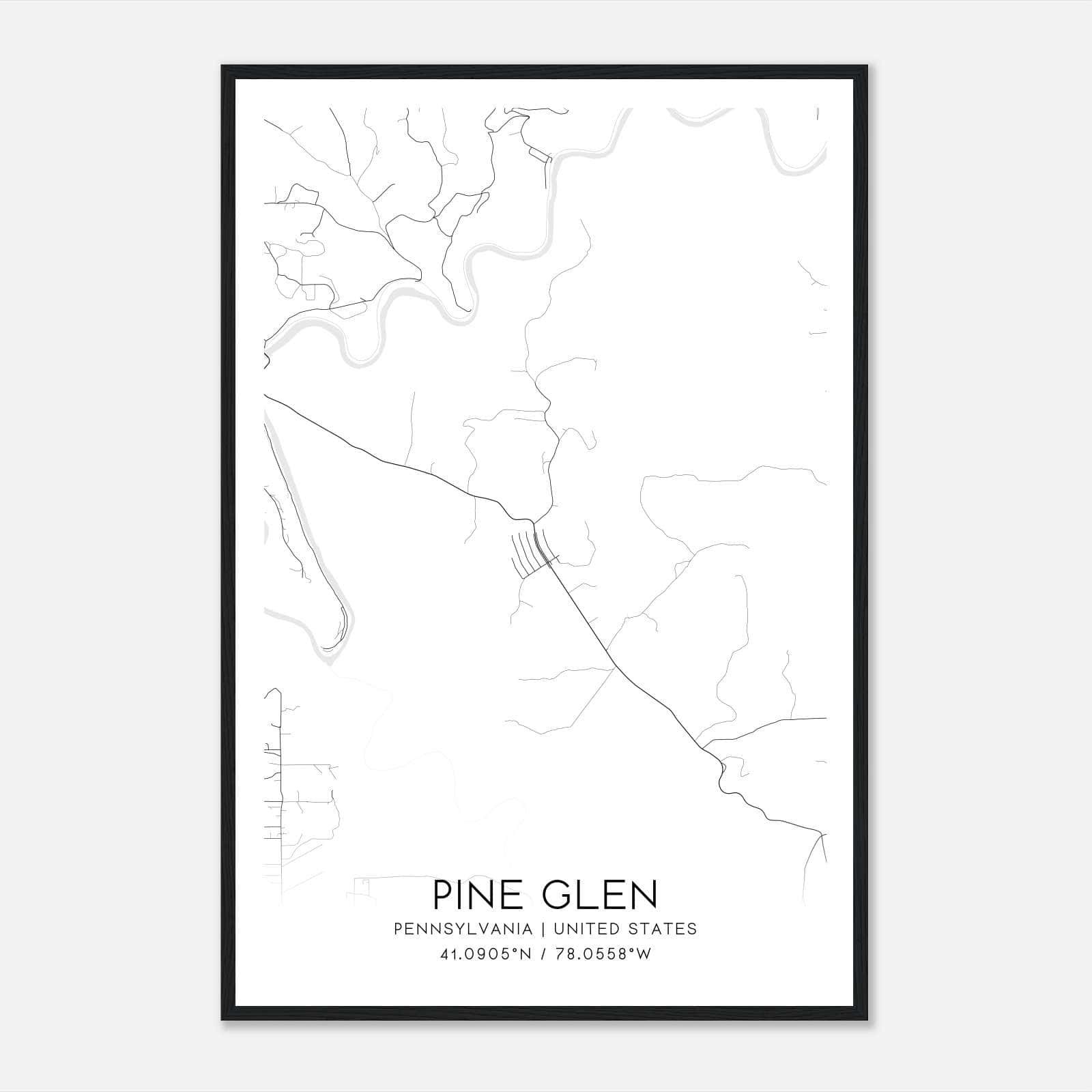 Pine Glen Pennsylvania Map Poster, Modern Home Decor Wall Art Print Pine Glen Pennsylvania Map Poster, Modern Home Decor Wall Art Print