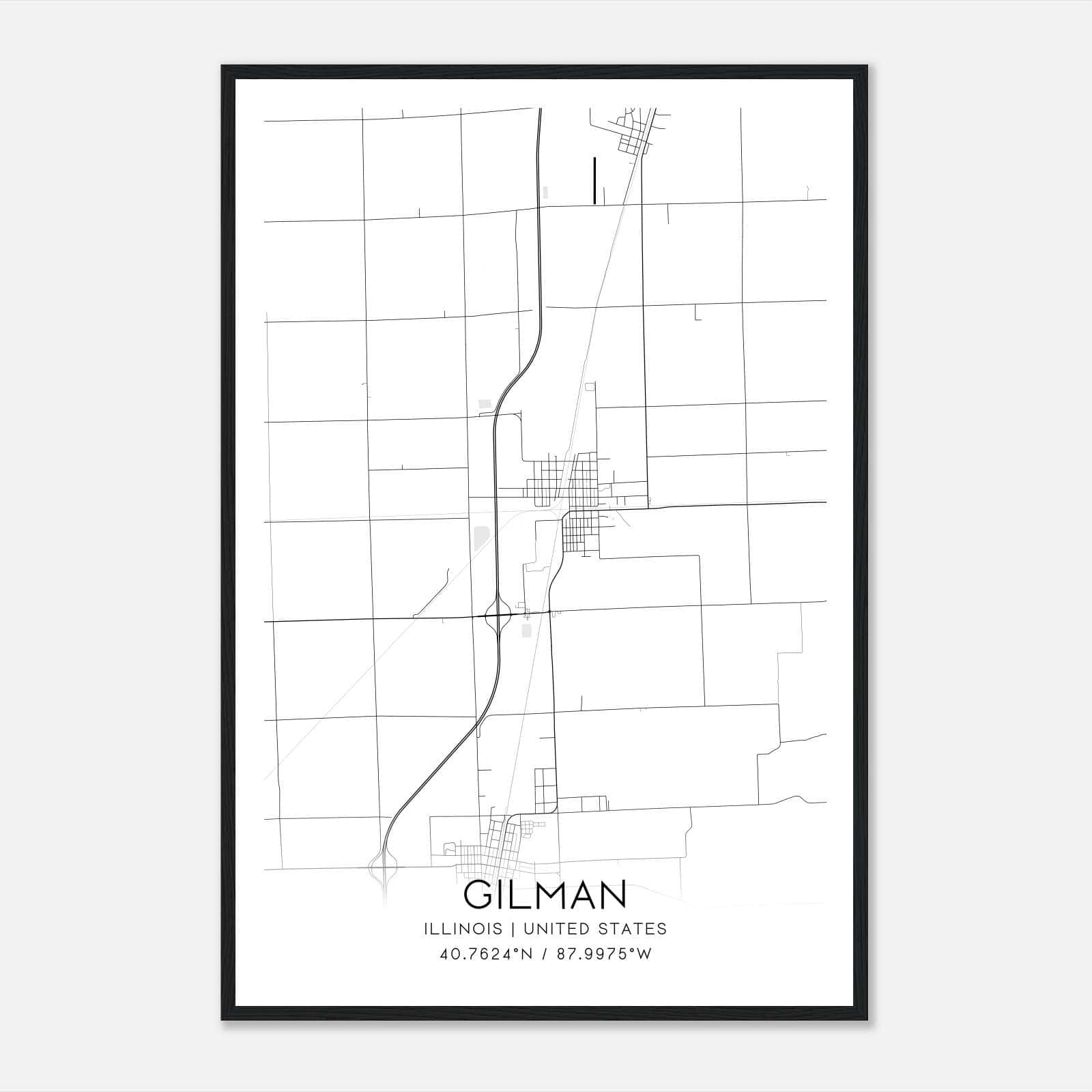 Gilman Illinois Map Poster, Modern Home Decor Wall Art Print Gilman Illinois Map Poster, Modern Home Decor Wall Art Print