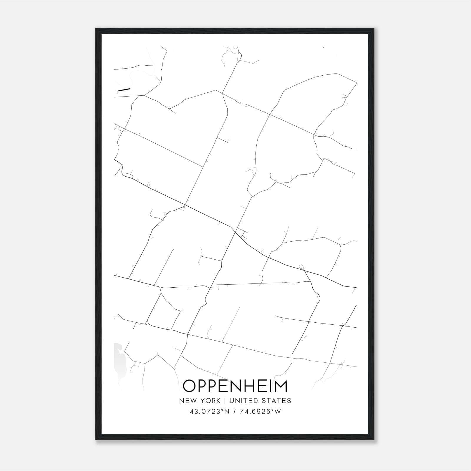 Oppenheim New York Map Poster, Modern Home Decor Wall Art Print Oppenheim New York Map Poster, Modern Home Decor Wall Art Print
