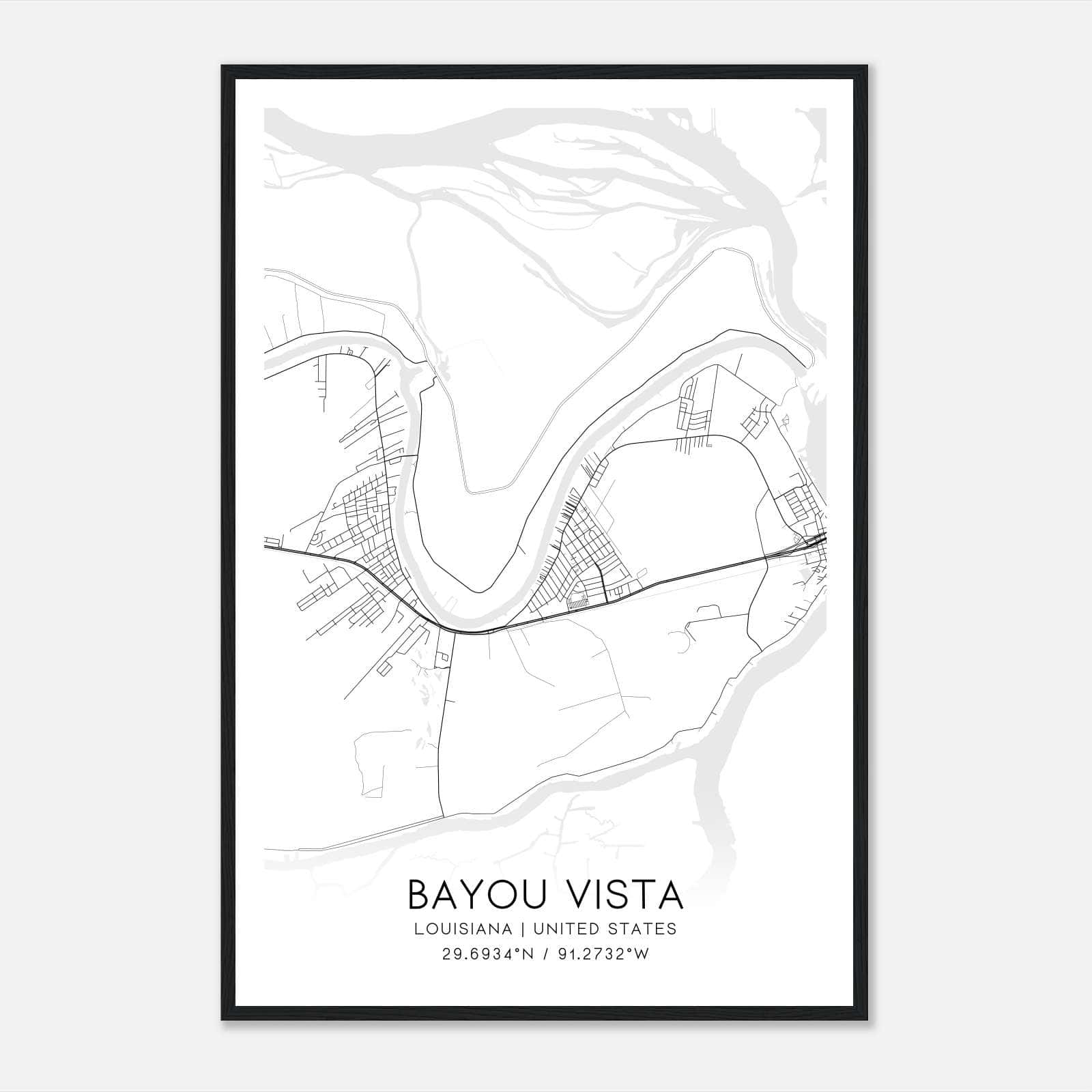 Bayou Vista Louisiana Map Poster, Modern Home Decor Wall Art Print Bayou Vista Louisiana Map Poster, Modern Home Decor Wall Art Print