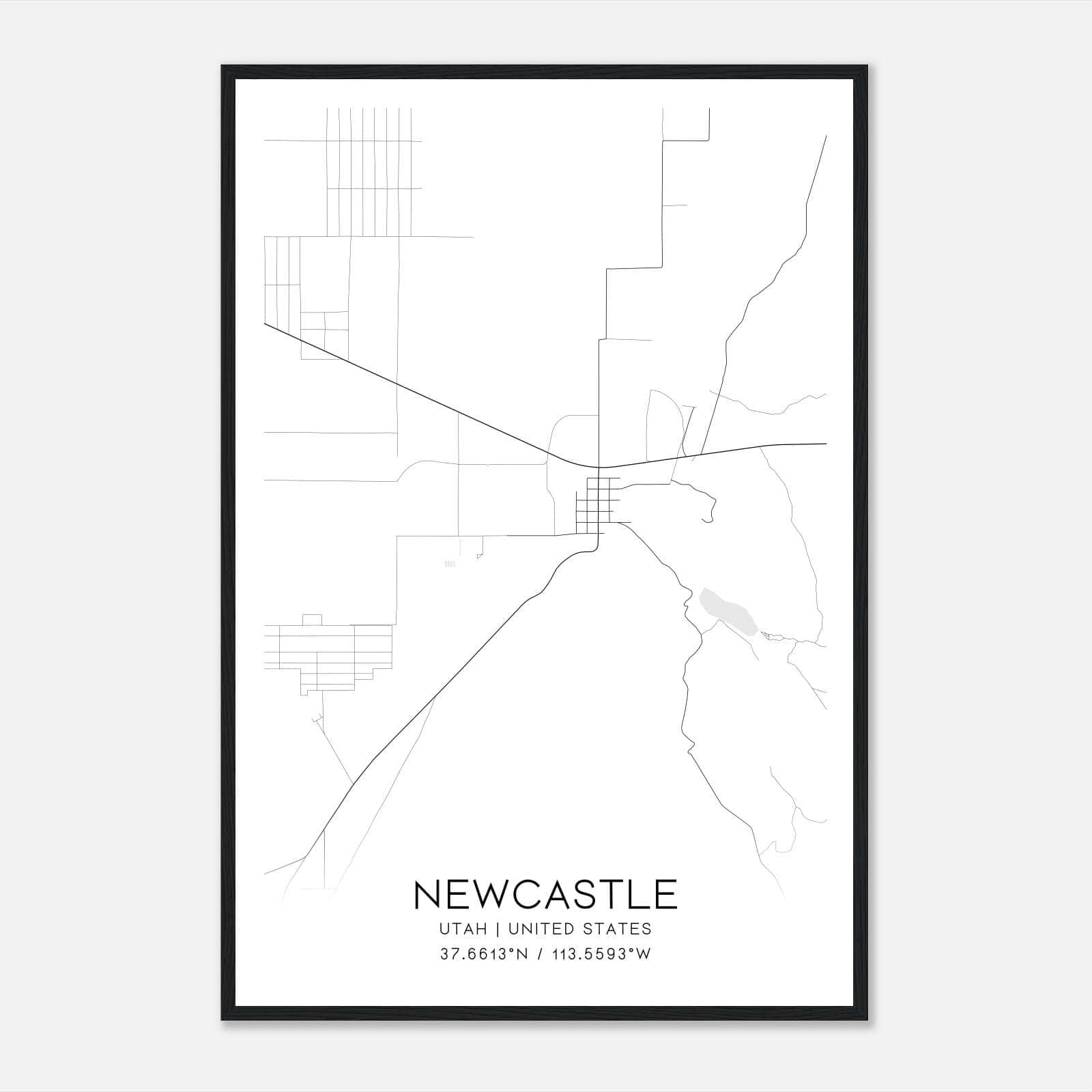 Newcastle Utah Map Poster, Modern Home Decor Wall Art Print Newcastle Utah Map Poster, Modern Home Decor Wall Art Print
