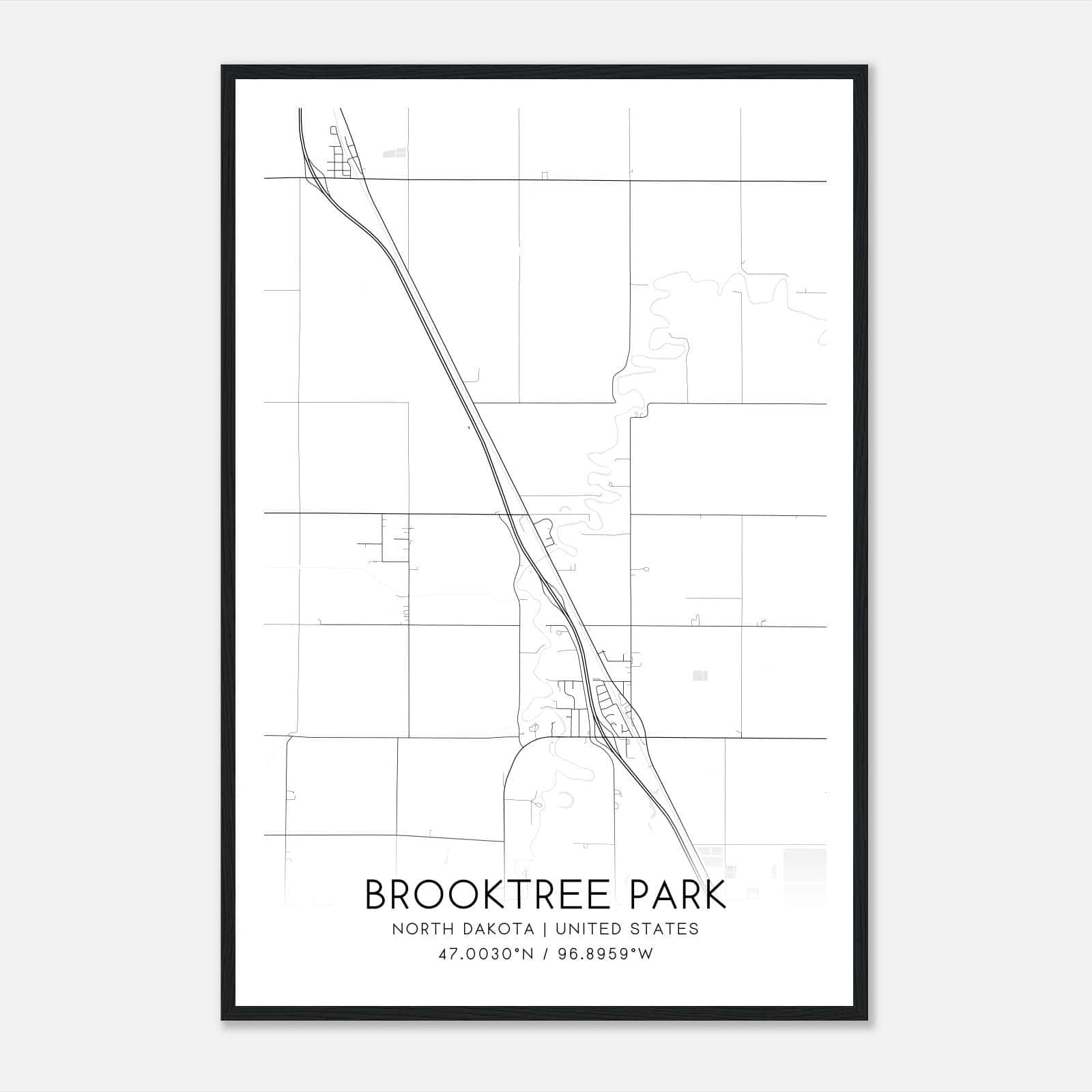 Brooktree Park North Dakota Map Poster, Modern Home Decor Wall Art Print Brooktree Park North Dakota Map Poster, Modern Home Decor Wall Art Print
