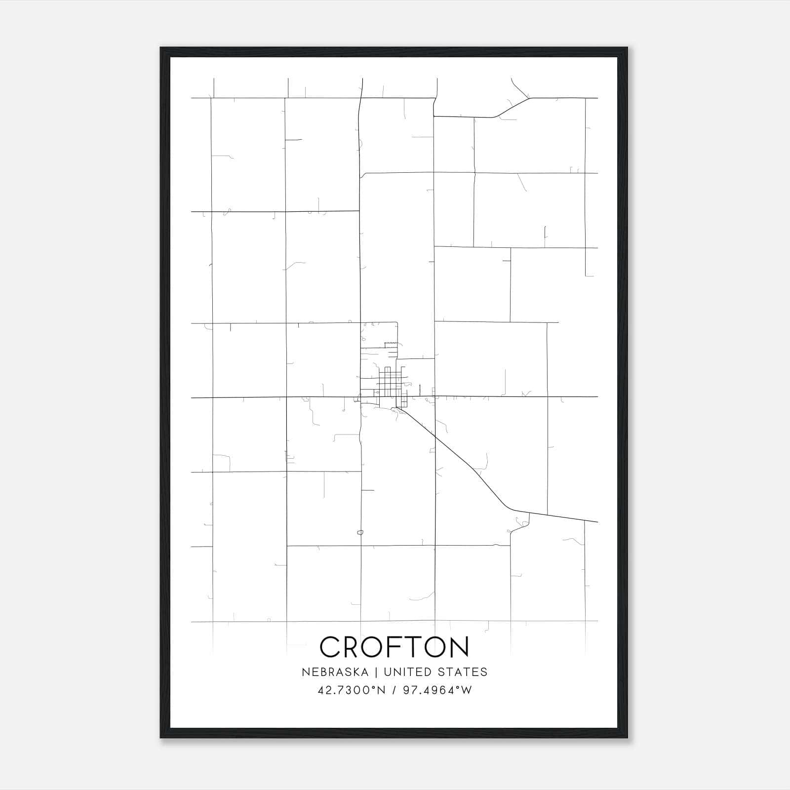 Crofton Nebraska Map Poster, Modern Home Decor Wall Art Print Crofton Nebraska Map Poster, Modern Home Decor Wall Art Print