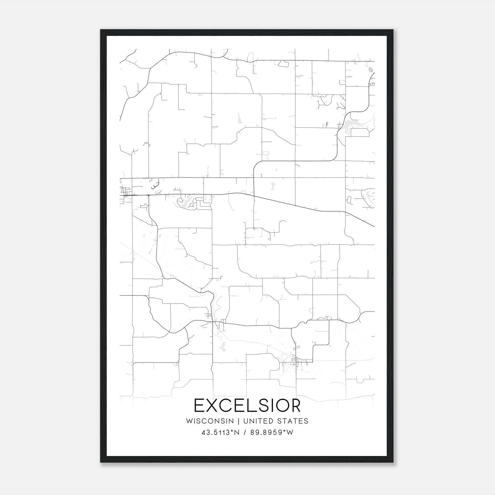 Excelsior Wisconsin Map Poster, Modern Home Decor Wall Art Print Excelsior Wisconsin Map Poster, Modern Home Decor Wall Art Print
