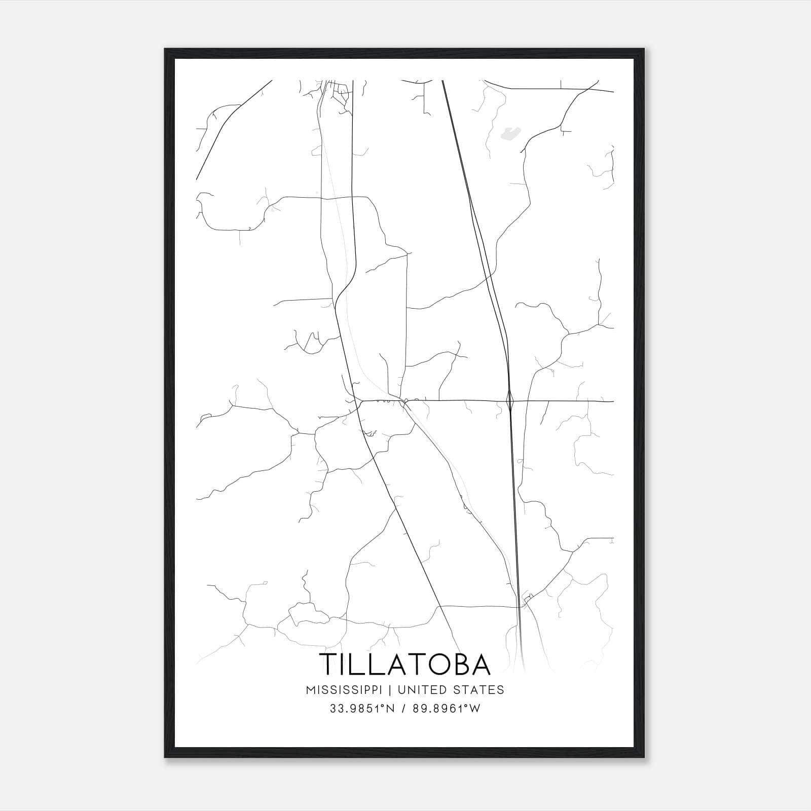 Tillatoba Mississippi Map Poster, Modern Home Decor Wall Art Print Tillatoba Mississippi Map Poster, Modern Home Decor Wall Art Print